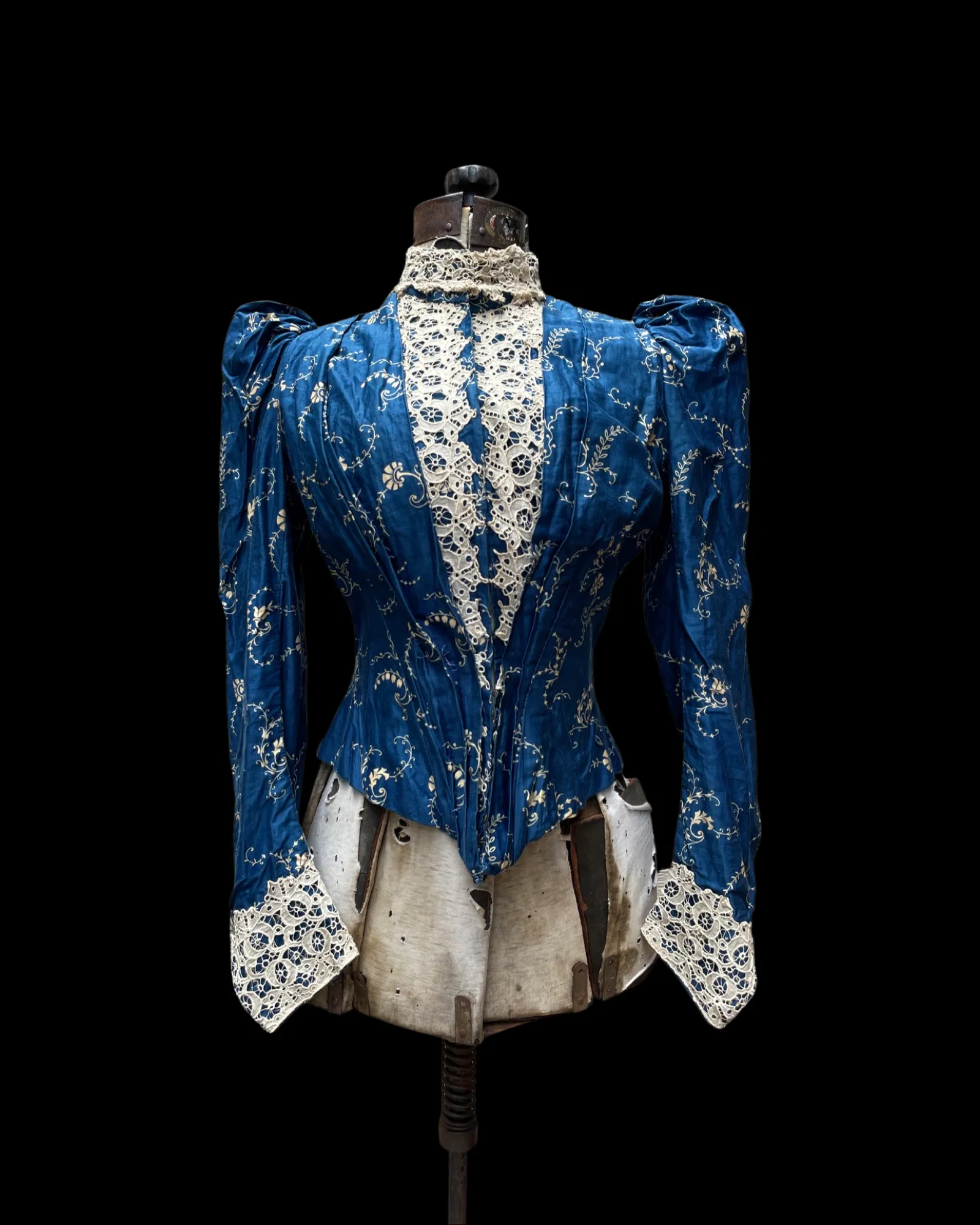 1890s Indigo Printed Cotton Dress