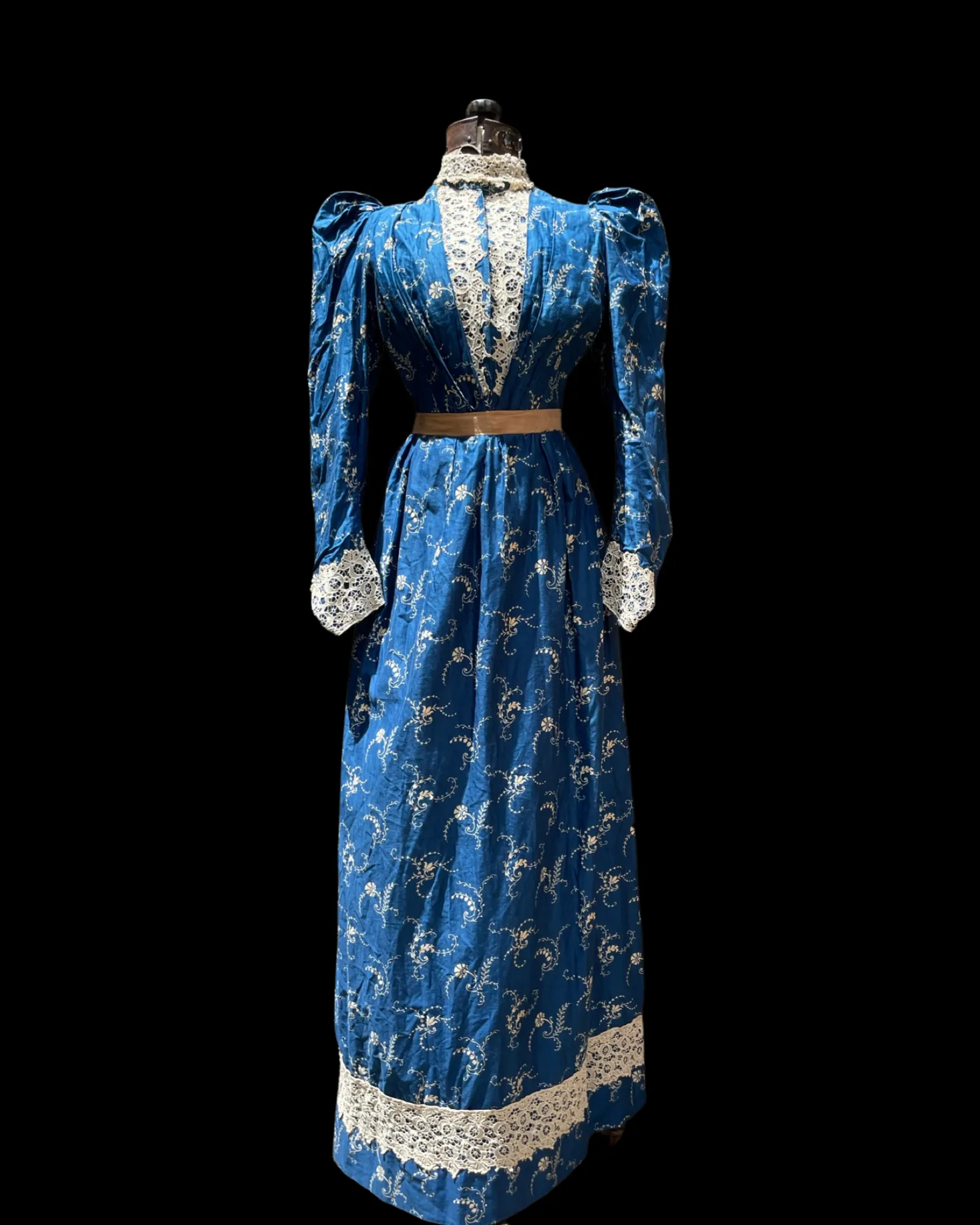 1890s Indigo Printed Cotton Dress