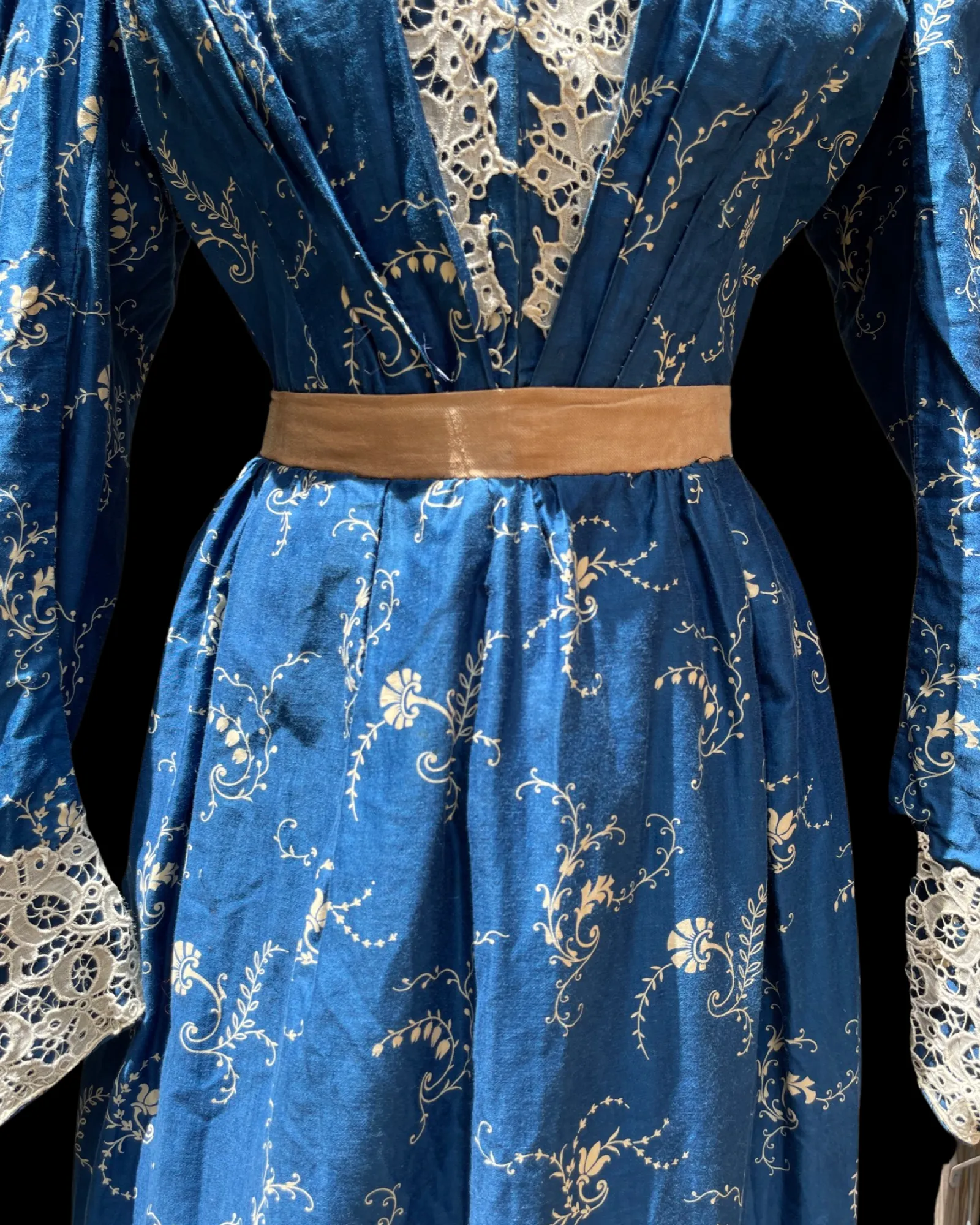 1890s Indigo Printed Cotton Dress