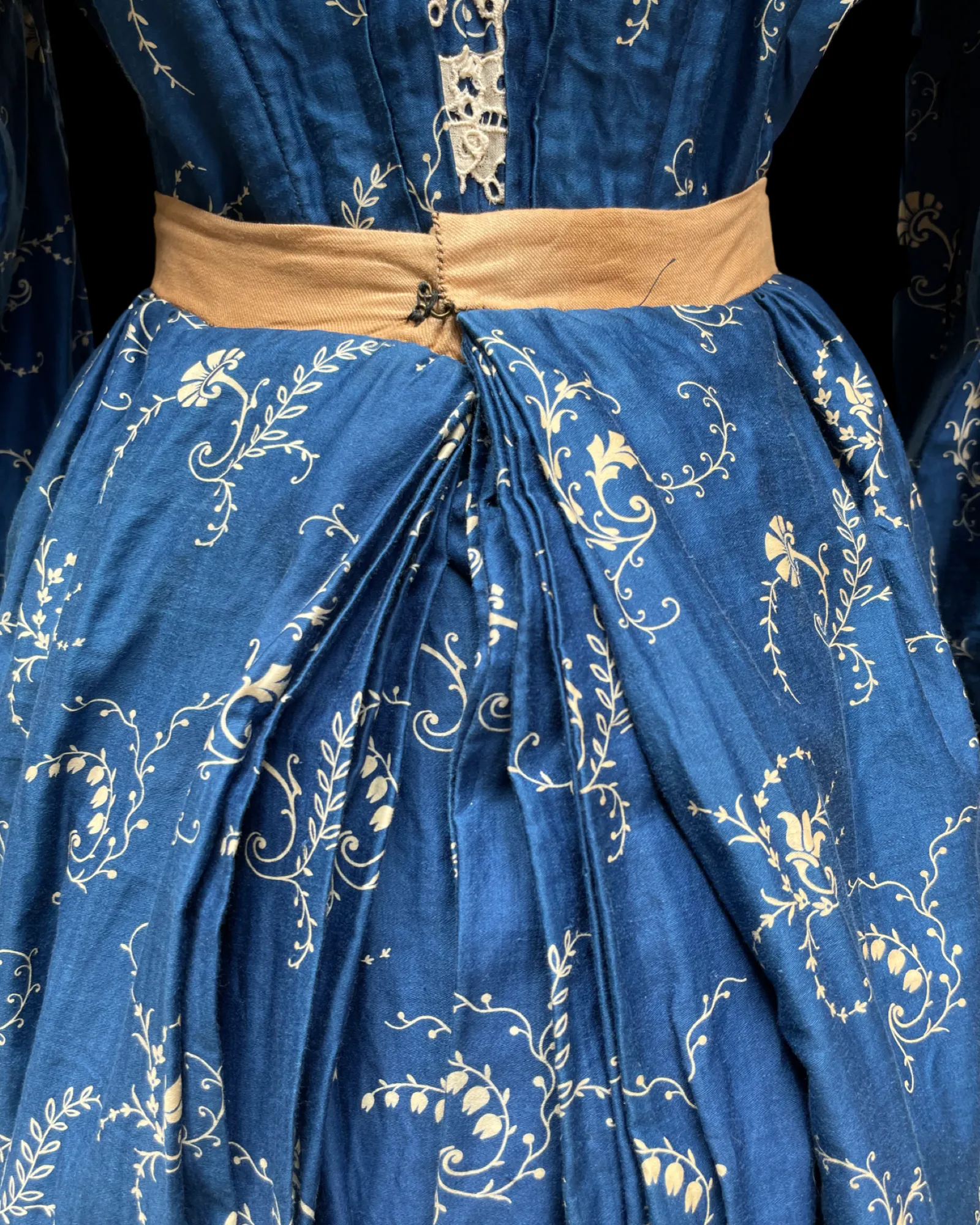1890s Indigo Printed Cotton Dress