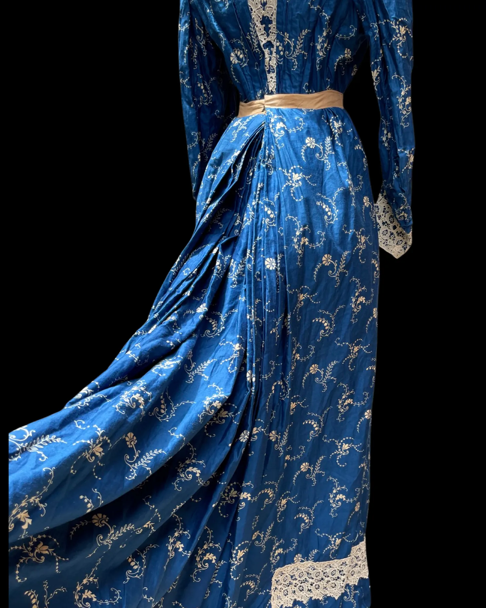 1890s Indigo Printed Cotton Dress
