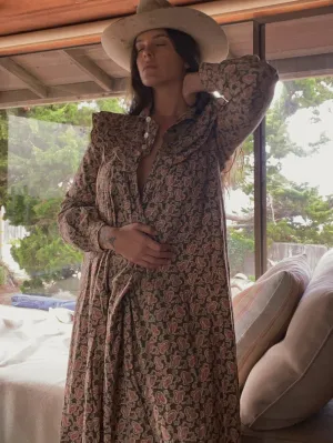 1890s Paisley Cotton Wrapper Dress