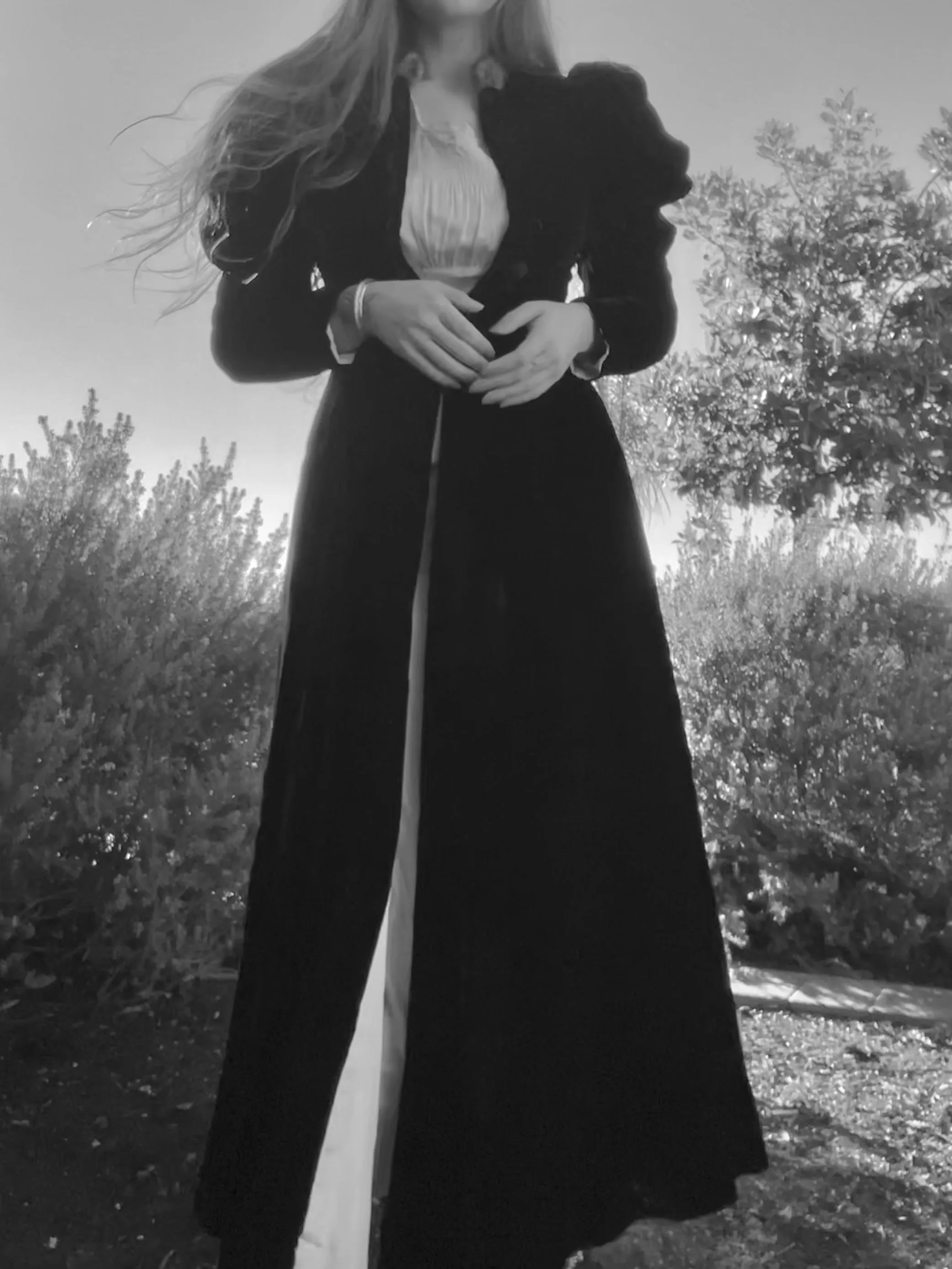 1930s does 1890s Noir Silk Velvet Mutton Sleeve Fur Trimmed Opera Coat
