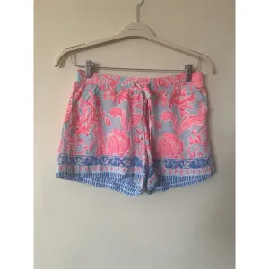 $78 NWT Lilly Pulitzer Katia Shell We Dance Drawstring Shorts Size S Pink Blue
