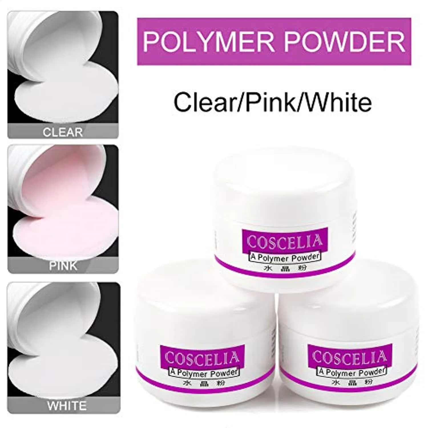 Acrylic Nail Kit Acrylic Powder with 3pcs Acrylic Nail Powders Professional for Beginner Glitter Powder False Nail Tips Nail Decorations Tools Starter Kit