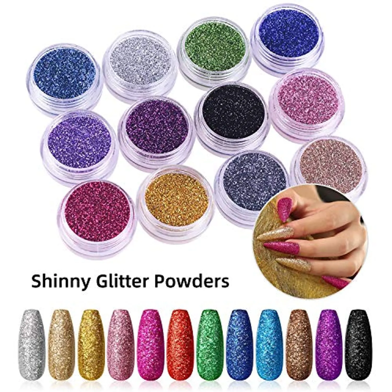 Acrylic Nail Kit Acrylic Powder with 3pcs Acrylic Nail Powders Professional for Beginner Glitter Powder False Nail Tips Nail Decorations Tools Starter Kit