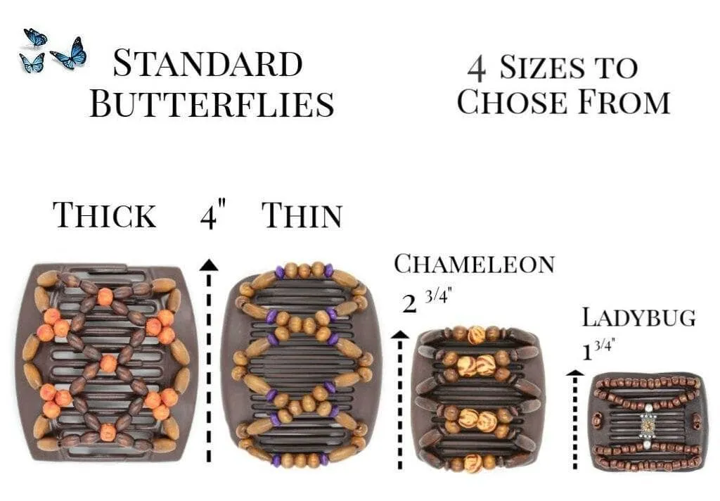 African Butterfly Chameleon Hair Comb - Stones & Bones Brown 34