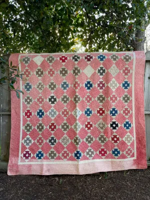 Antique 1880s Calico Double Wrench Summer Weight Quilt
