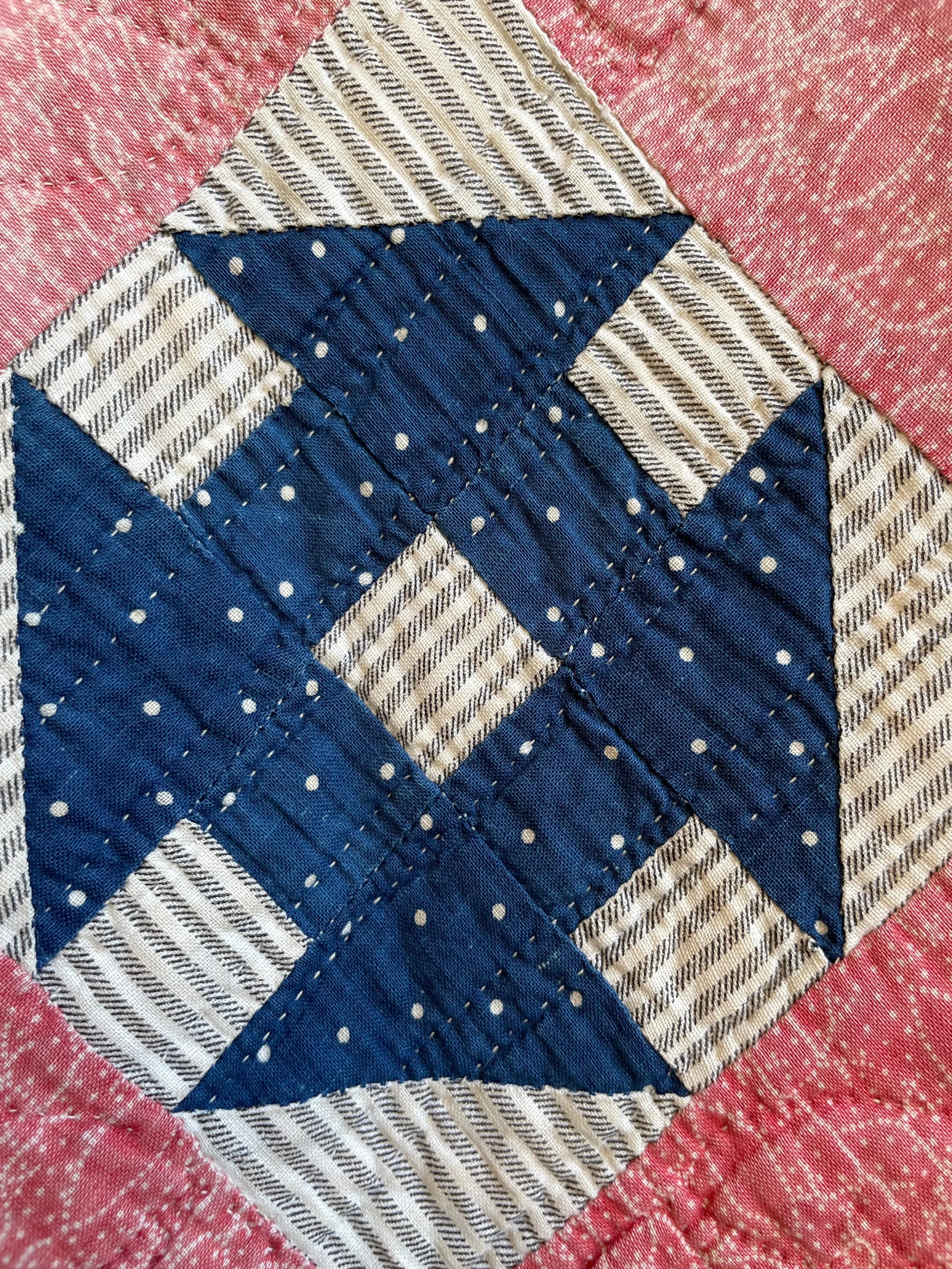 Antique 1880s Calico Double Wrench Summer Weight Quilt