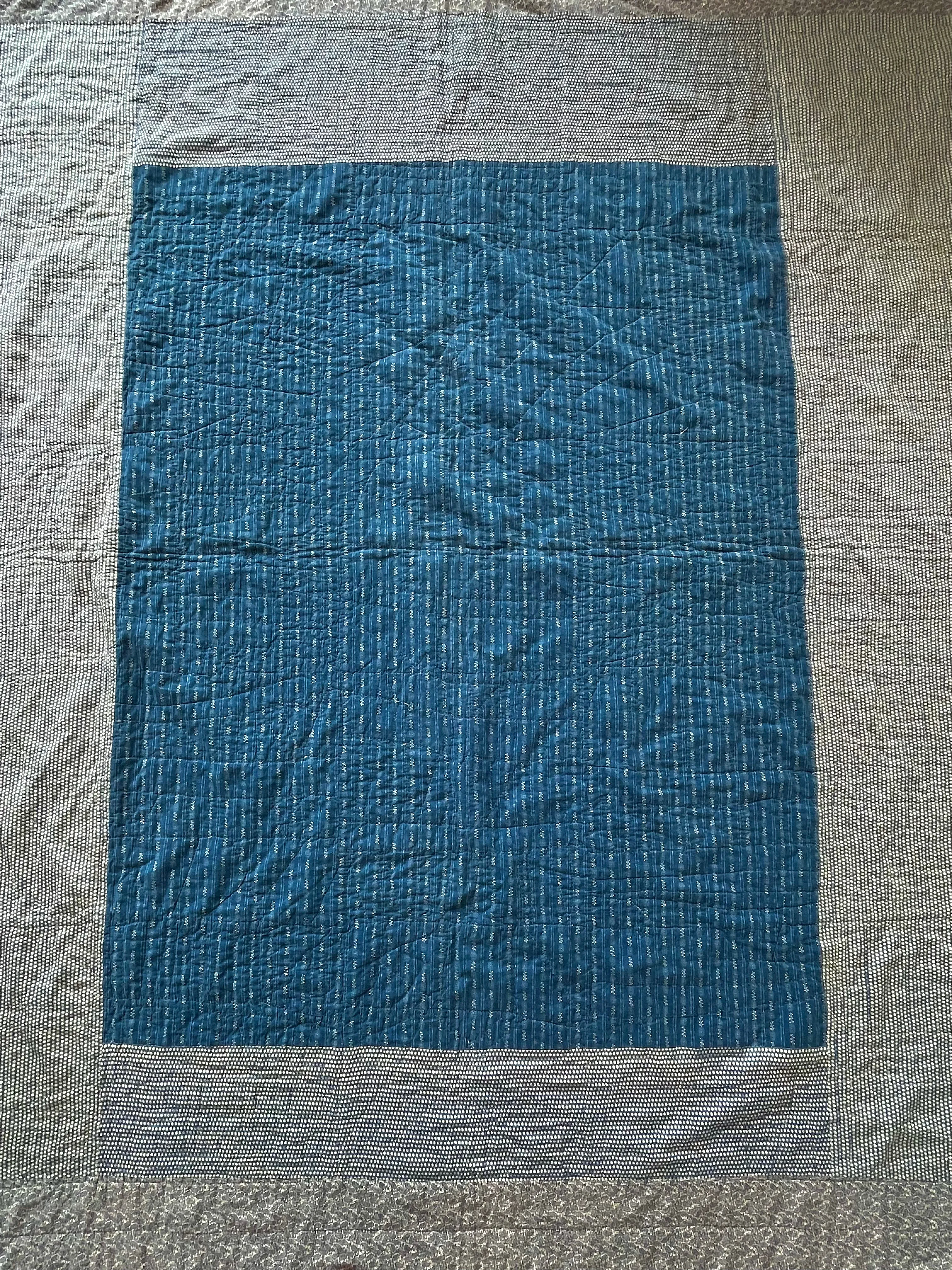 Antique 19th Century Folk Art Cotton Crazy Quilt