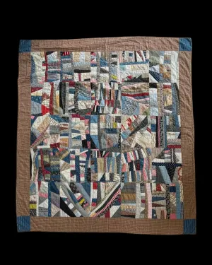 Antique 19th Century Folk Art Cotton Crazy Quilt
