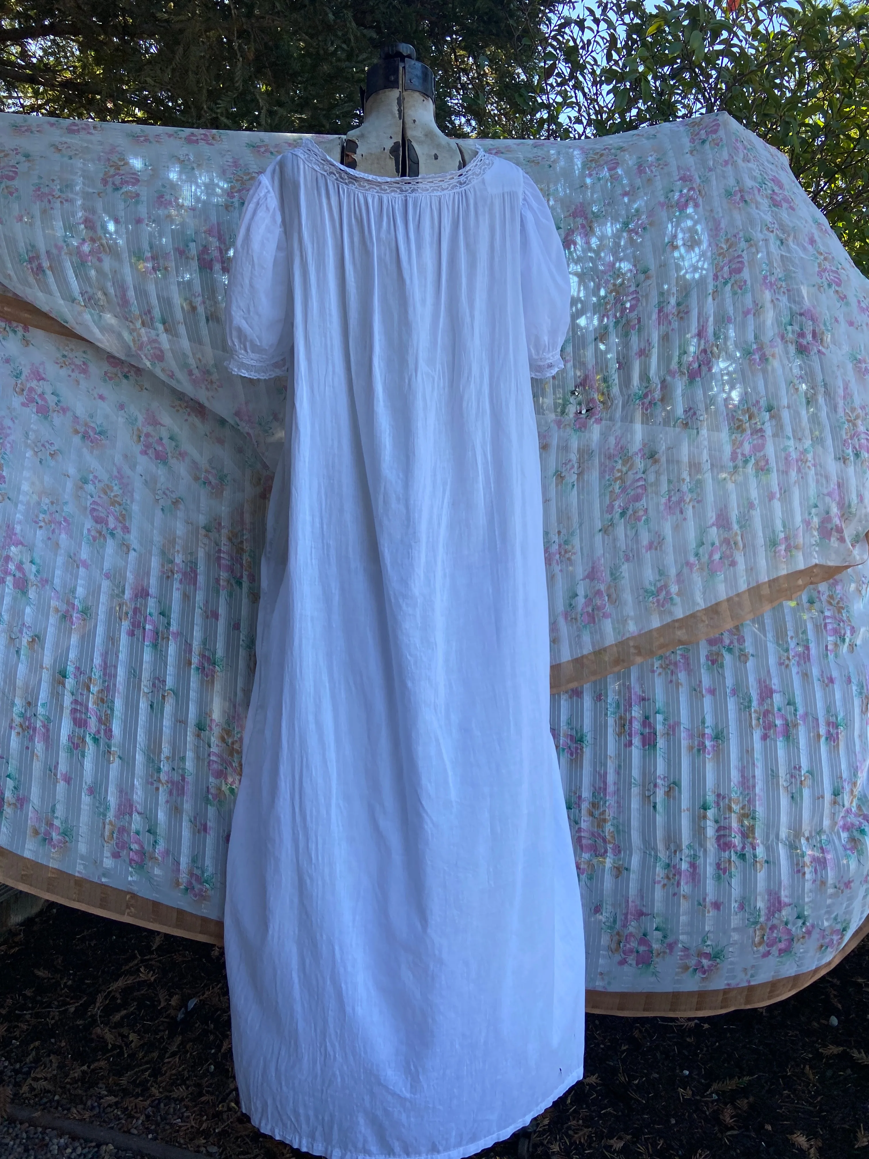 Antique 19th Century Tissue Cotton Empire Waist Chemise