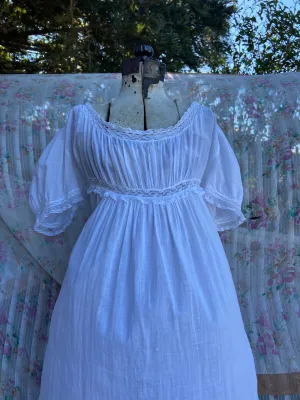 Antique 19th Century Tissue Cotton Empire Waist Chemise