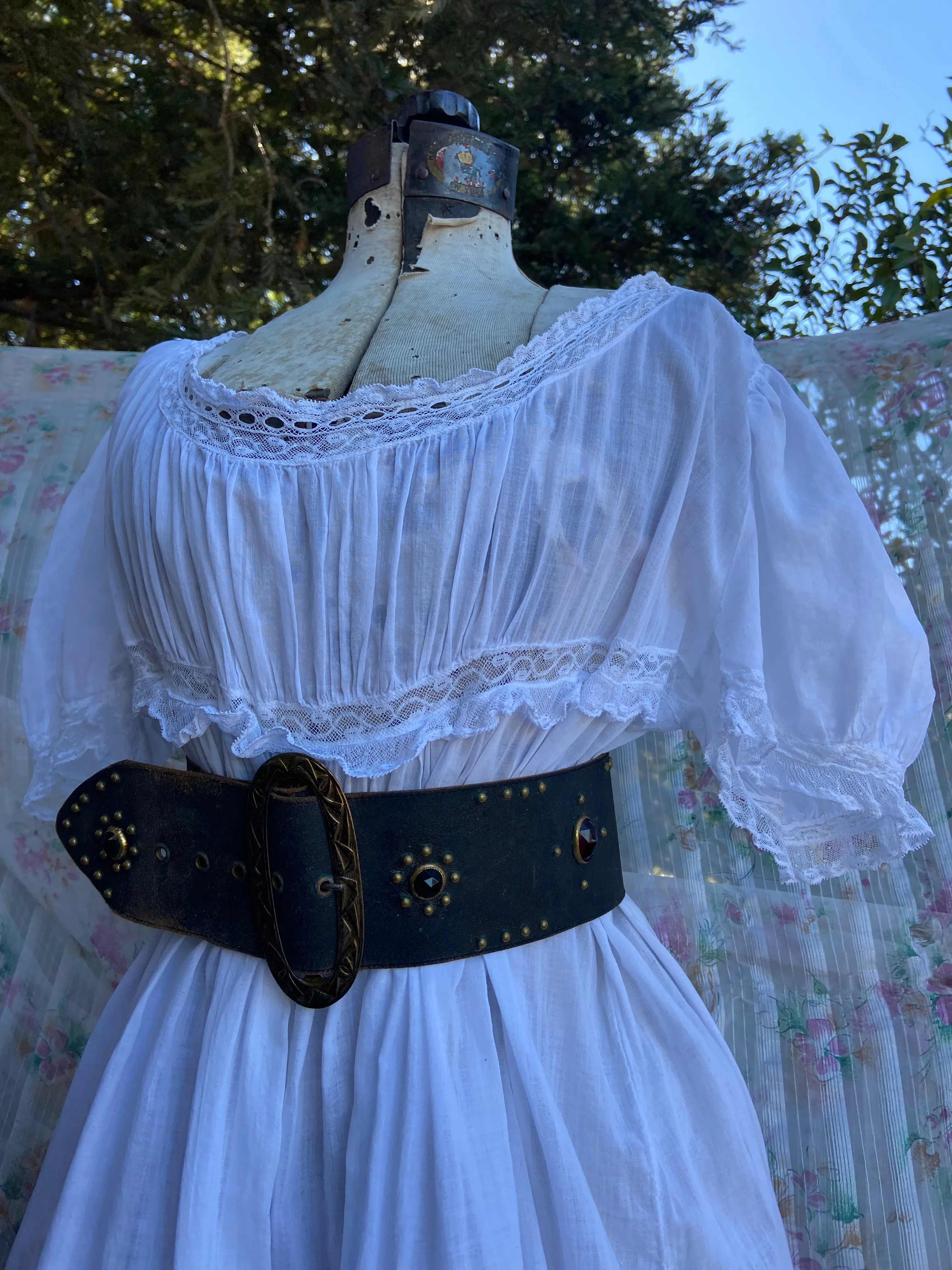 Antique 19th Century Tissue Cotton Empire Waist Chemise