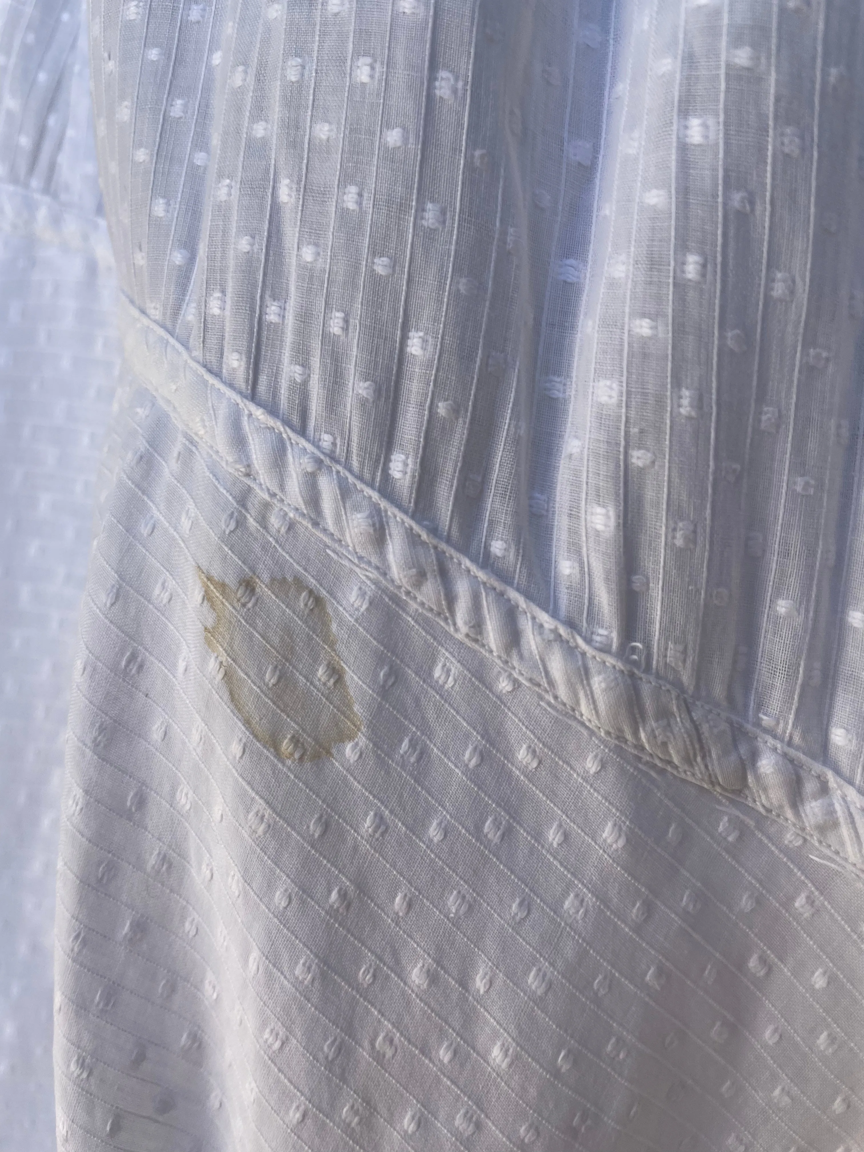 Antique Bell Epoque 1890s Cotton Swiss Dot Trained Peignoir