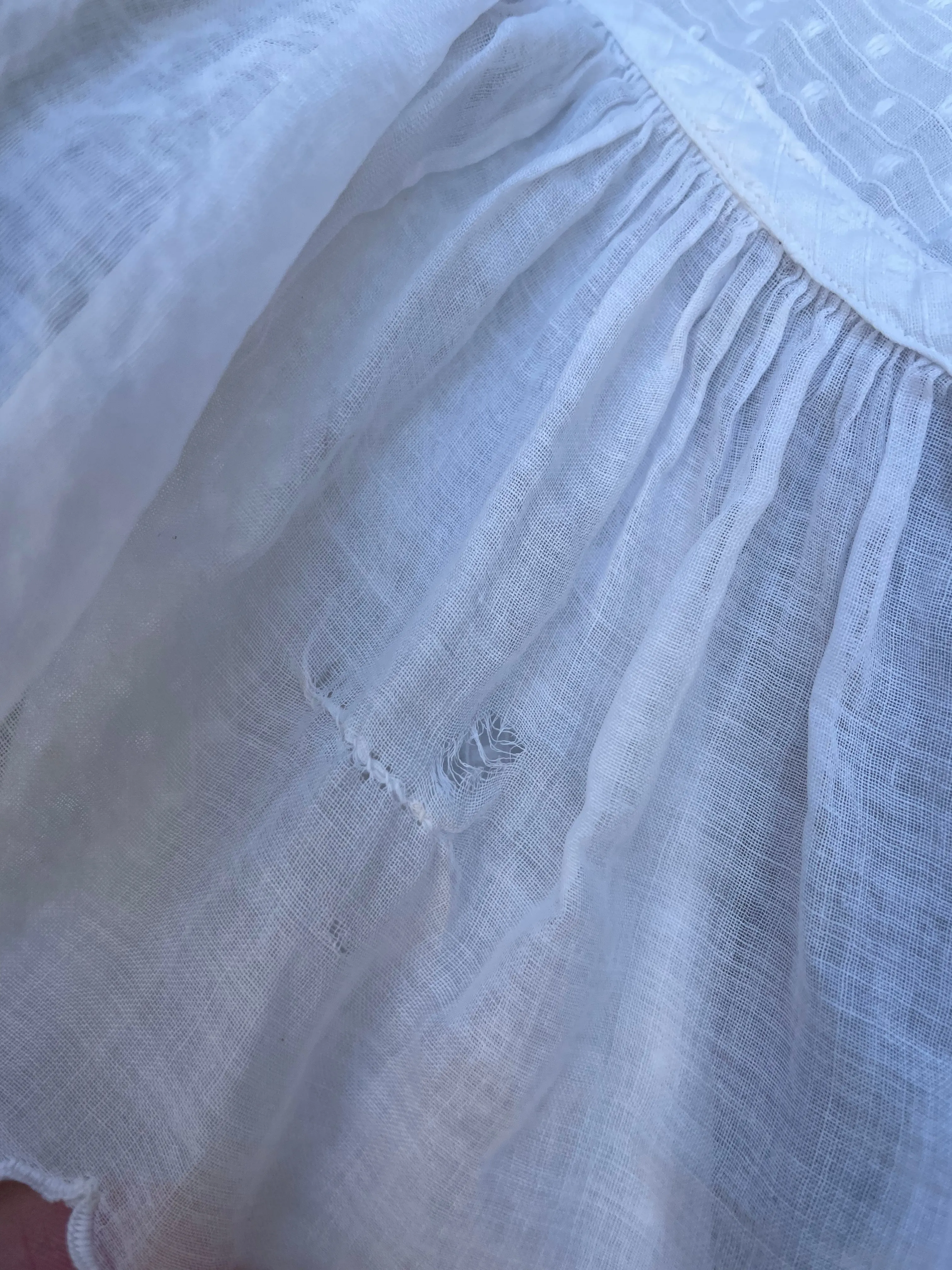 Antique Bell Epoque 1890s Cotton Swiss Dot Trained Peignoir
