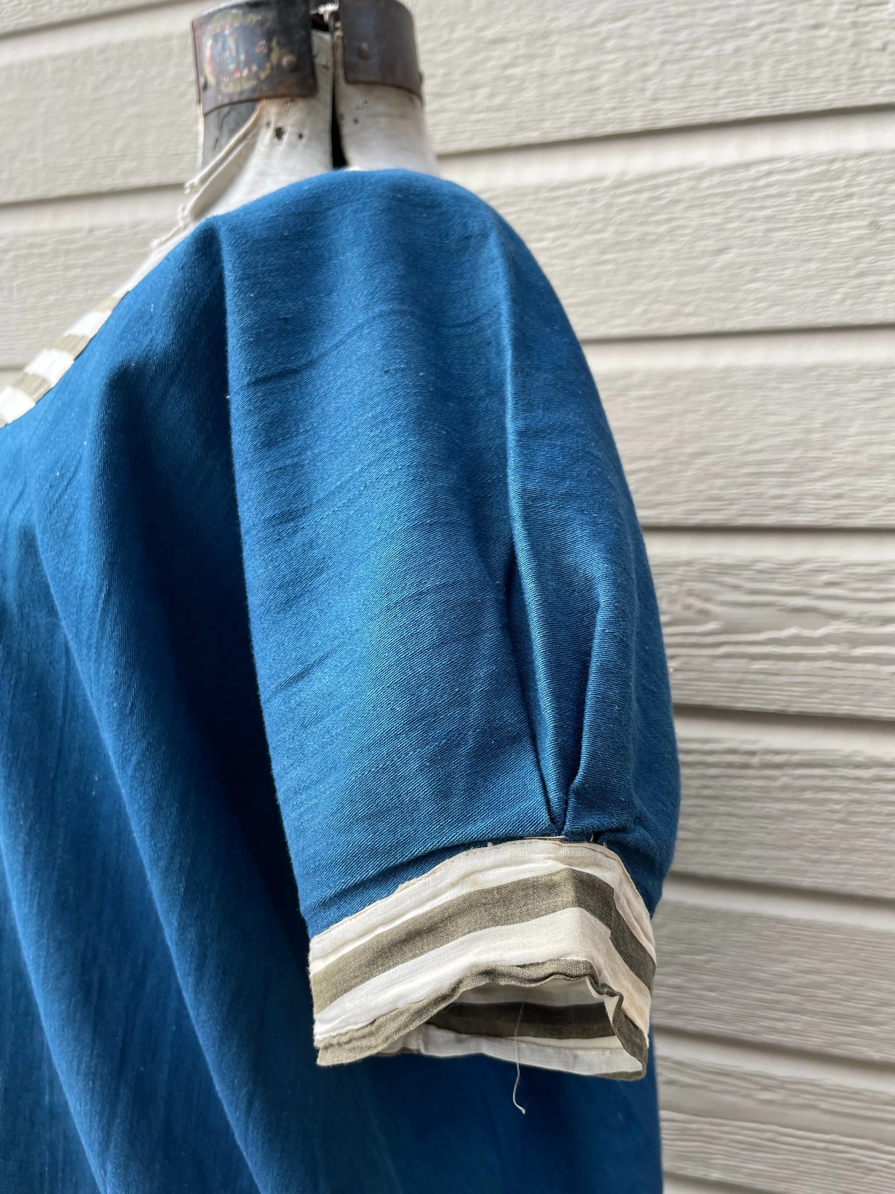 Antique Indigo & Stripe Cotton Bathing Suit Dress