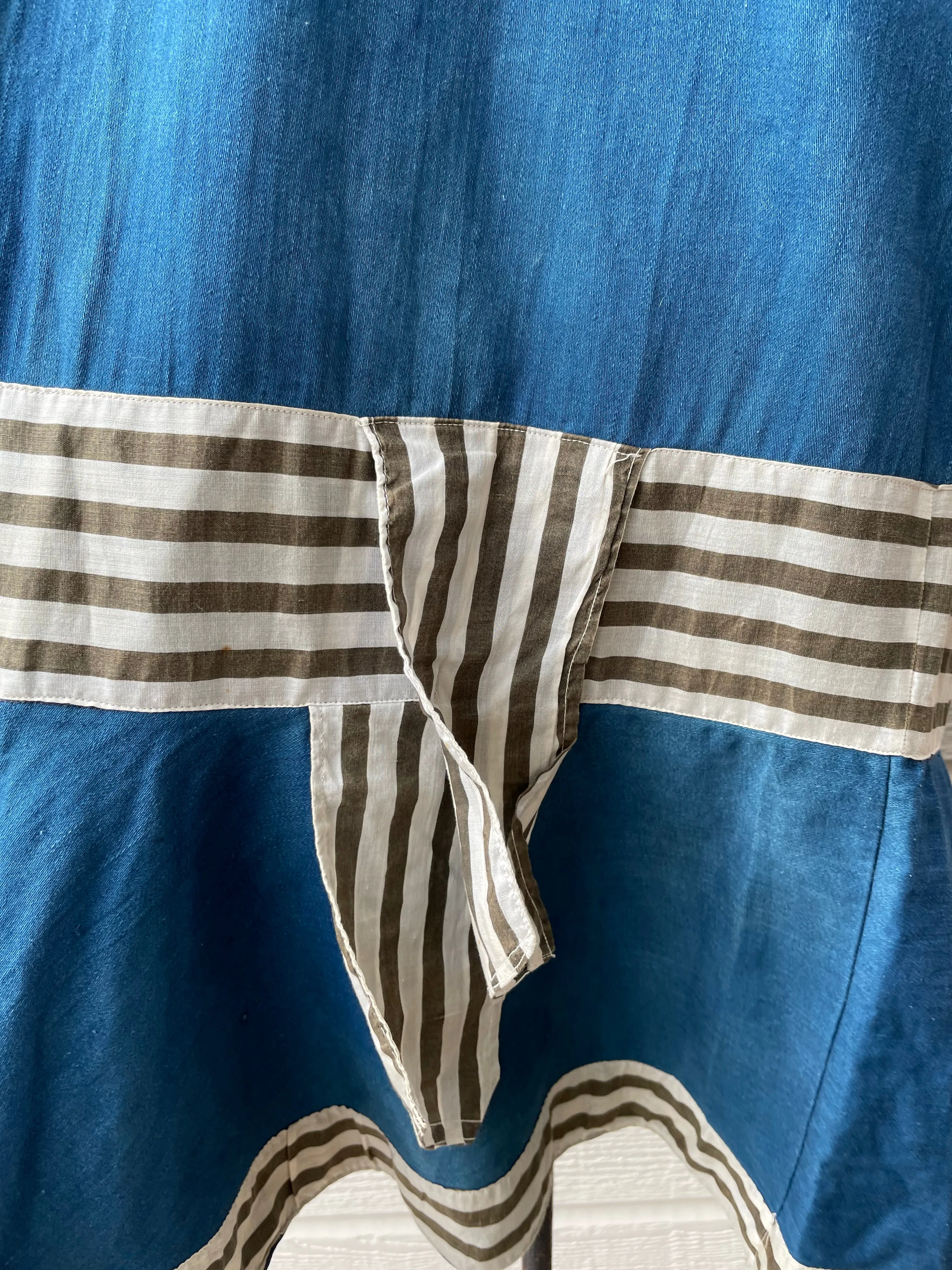 Antique Indigo & Stripe Cotton Bathing Suit Dress