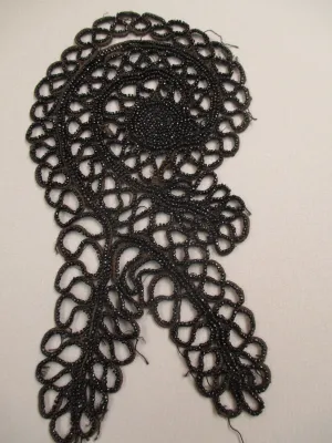 Antique Victorian Black Jet Beaded Appliqué
