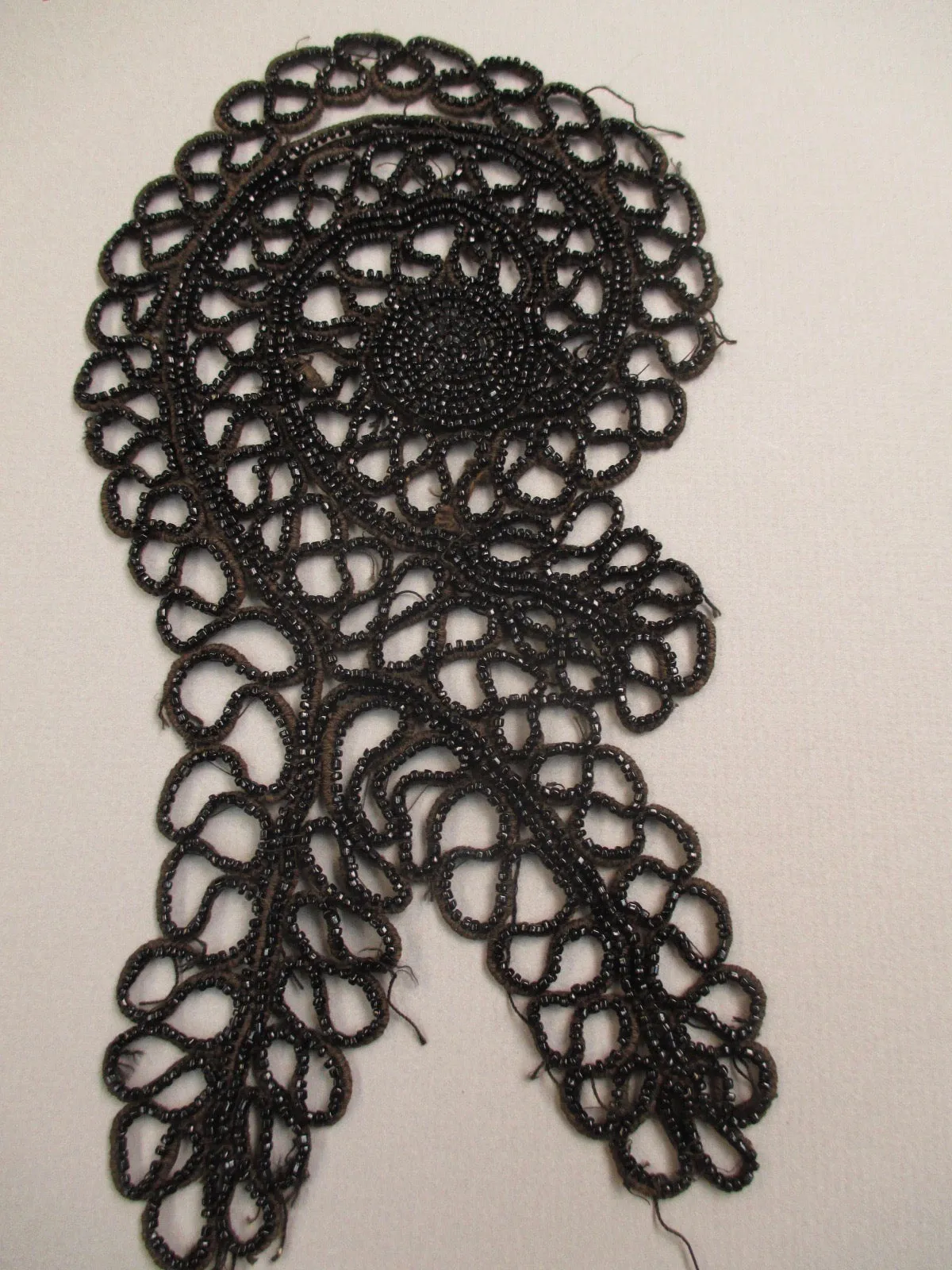 Antique Victorian Black Jet Beaded Appliqué