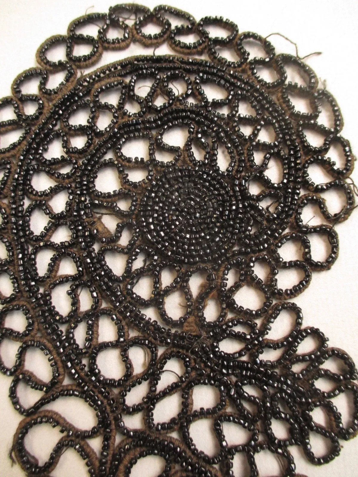 Antique Victorian Black Jet Beaded Appliqué