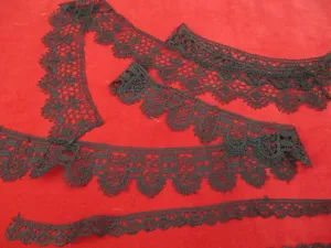 Antique Victorian Black Lace Trim 4 pieces
