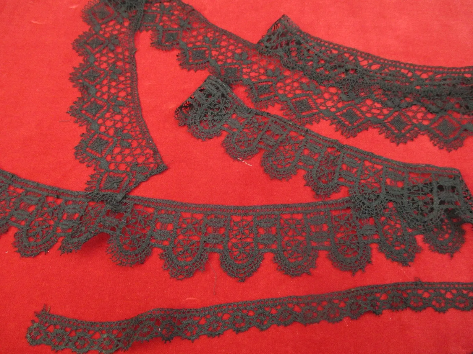 Antique Victorian Black Lace Trim 4 pieces