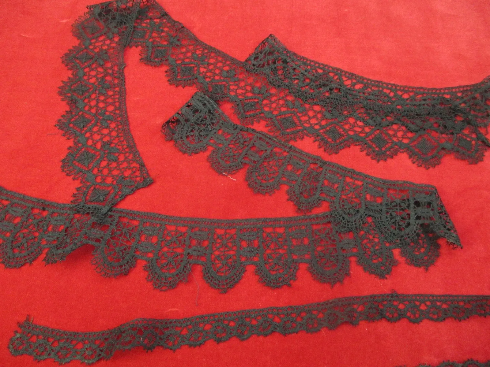Antique Victorian Black Lace Trim 4 pieces
