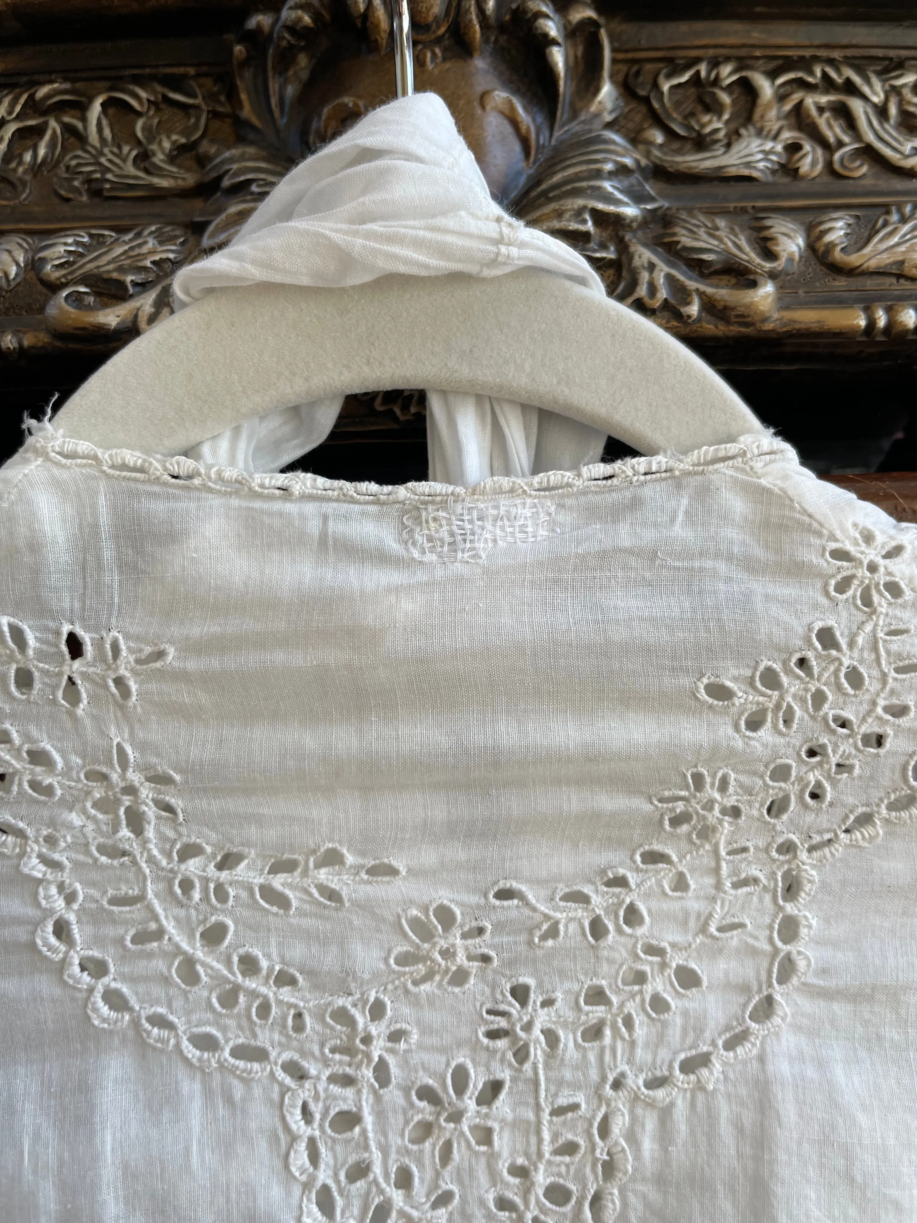 Antique Victorian Cotton Eyelet Trained Trousseau
