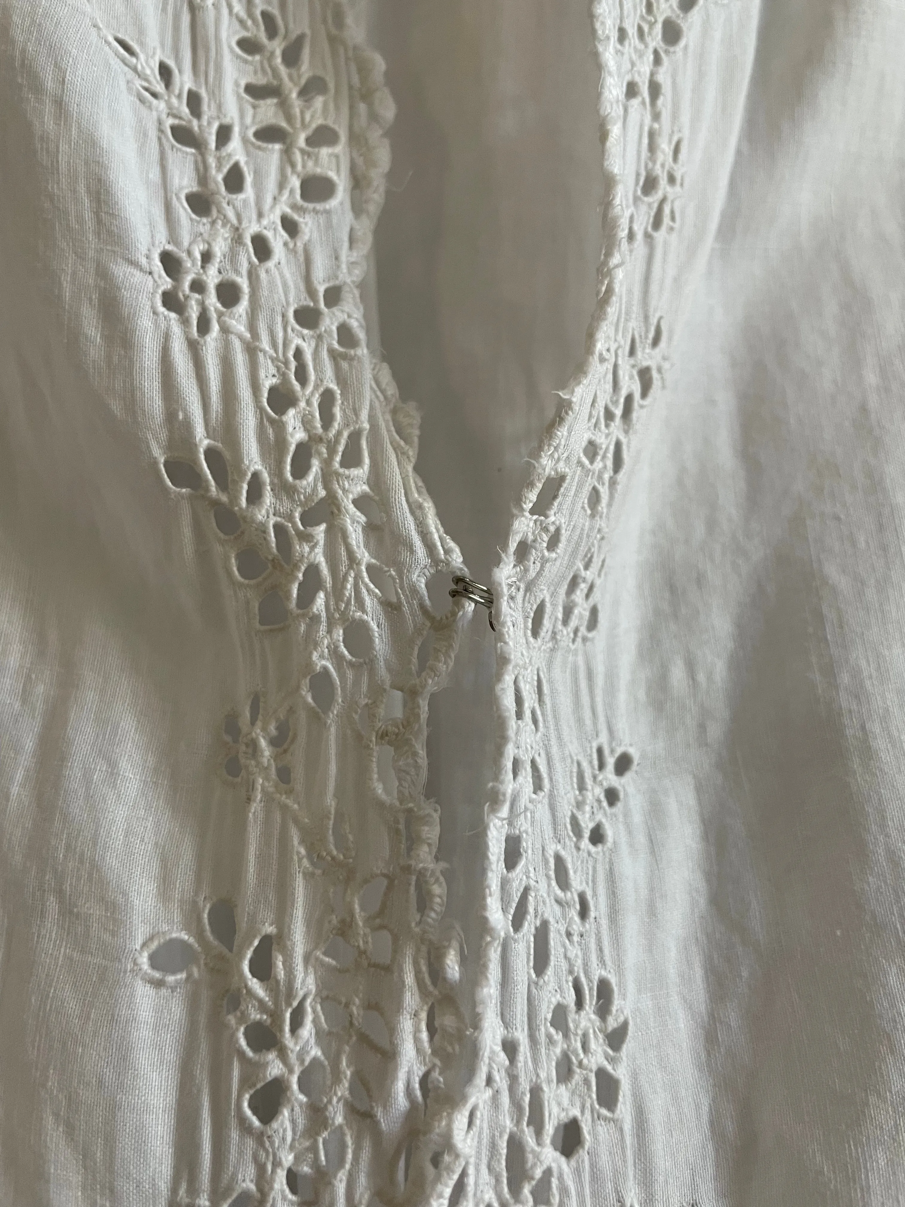 Antique Victorian Cotton Eyelet Trained Trousseau