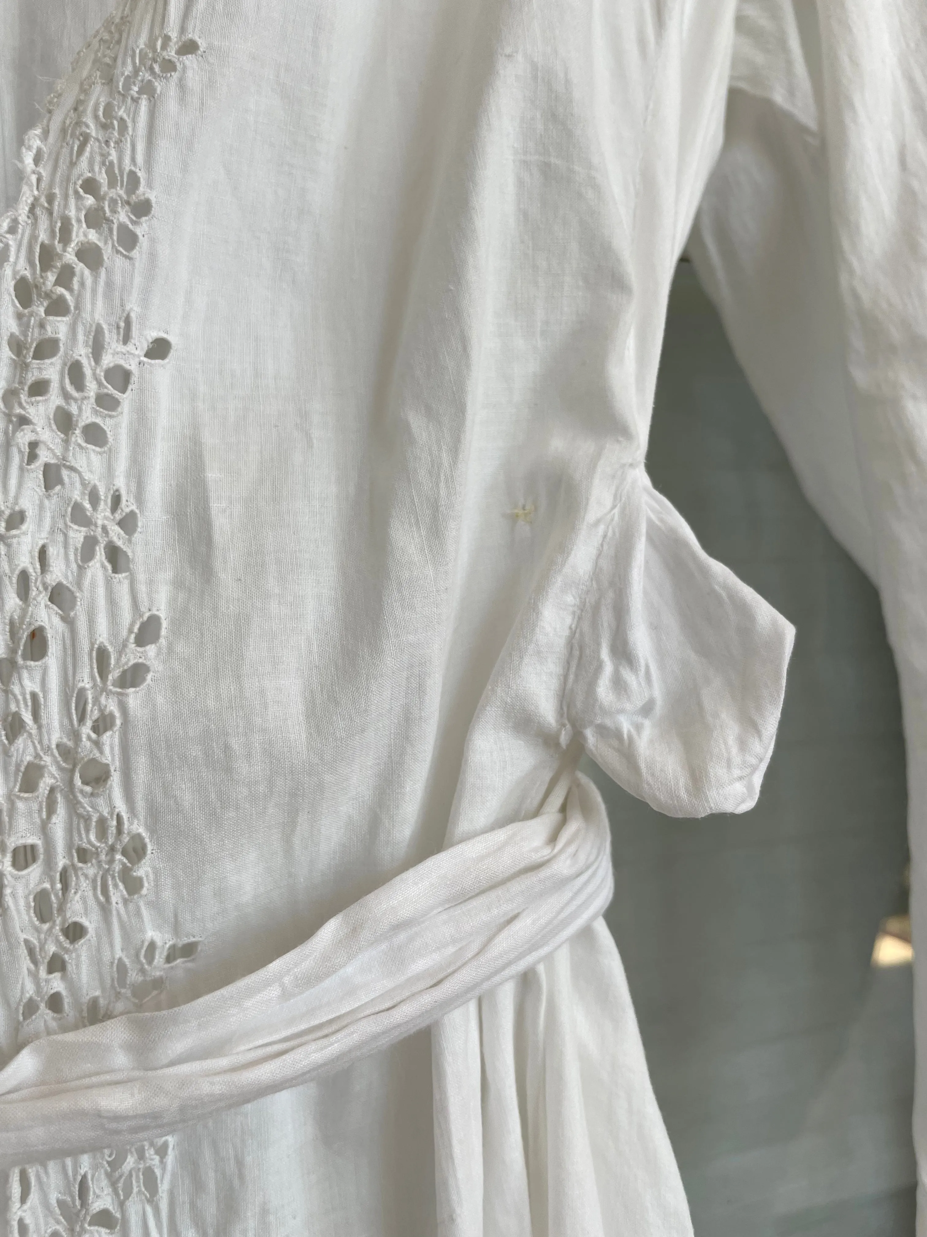 Antique Victorian Cotton Eyelet Trained Trousseau