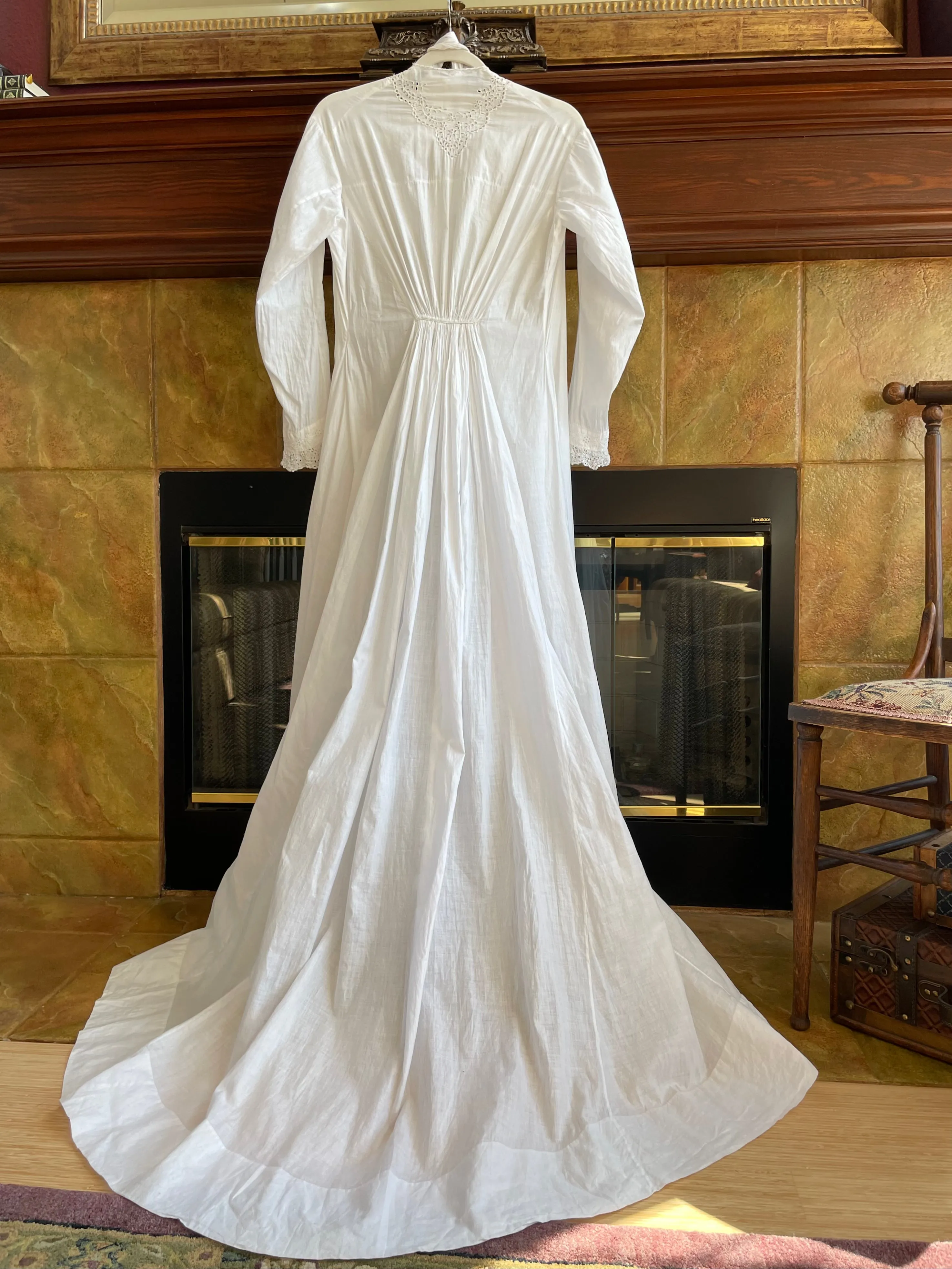Antique Victorian Cotton Eyelet Trained Trousseau