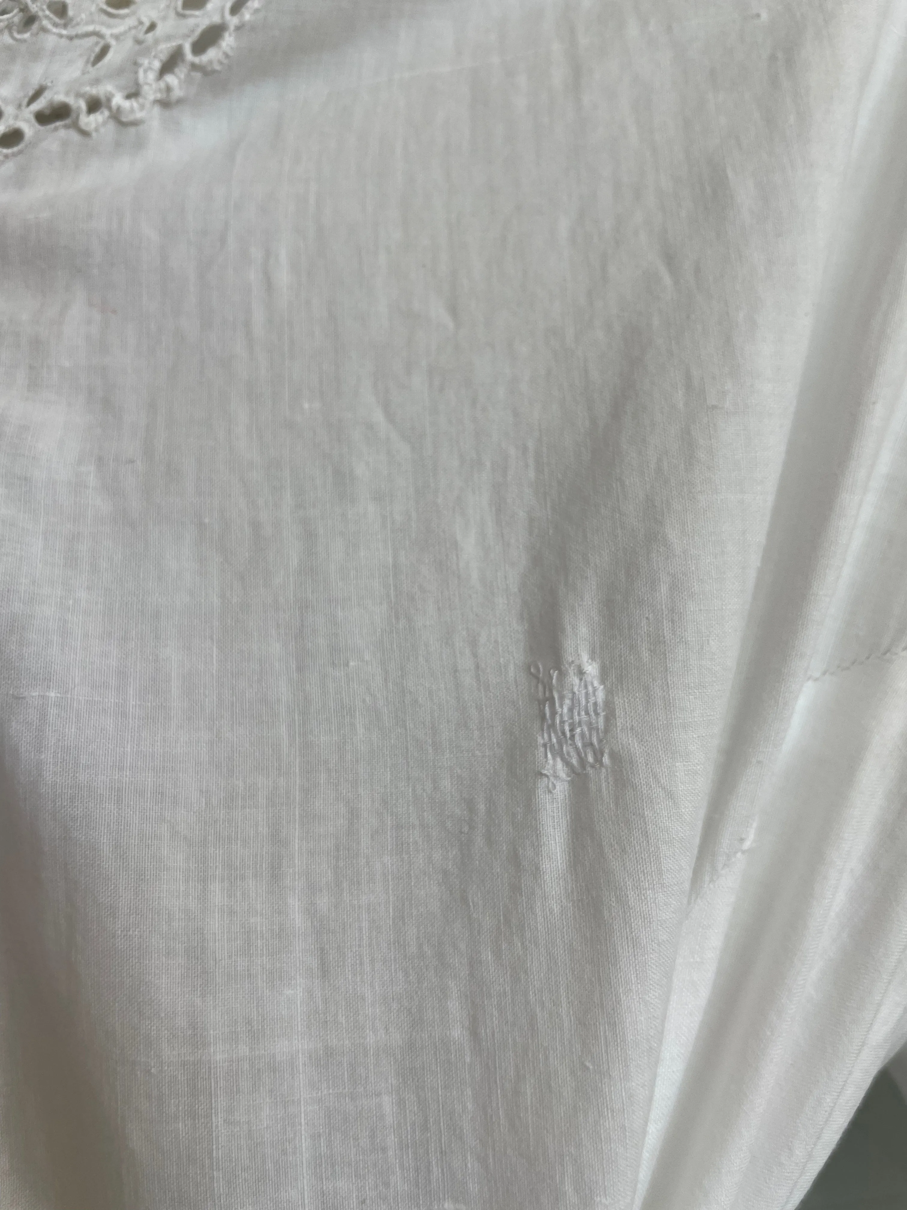 Antique Victorian Cotton Eyelet Trained Trousseau