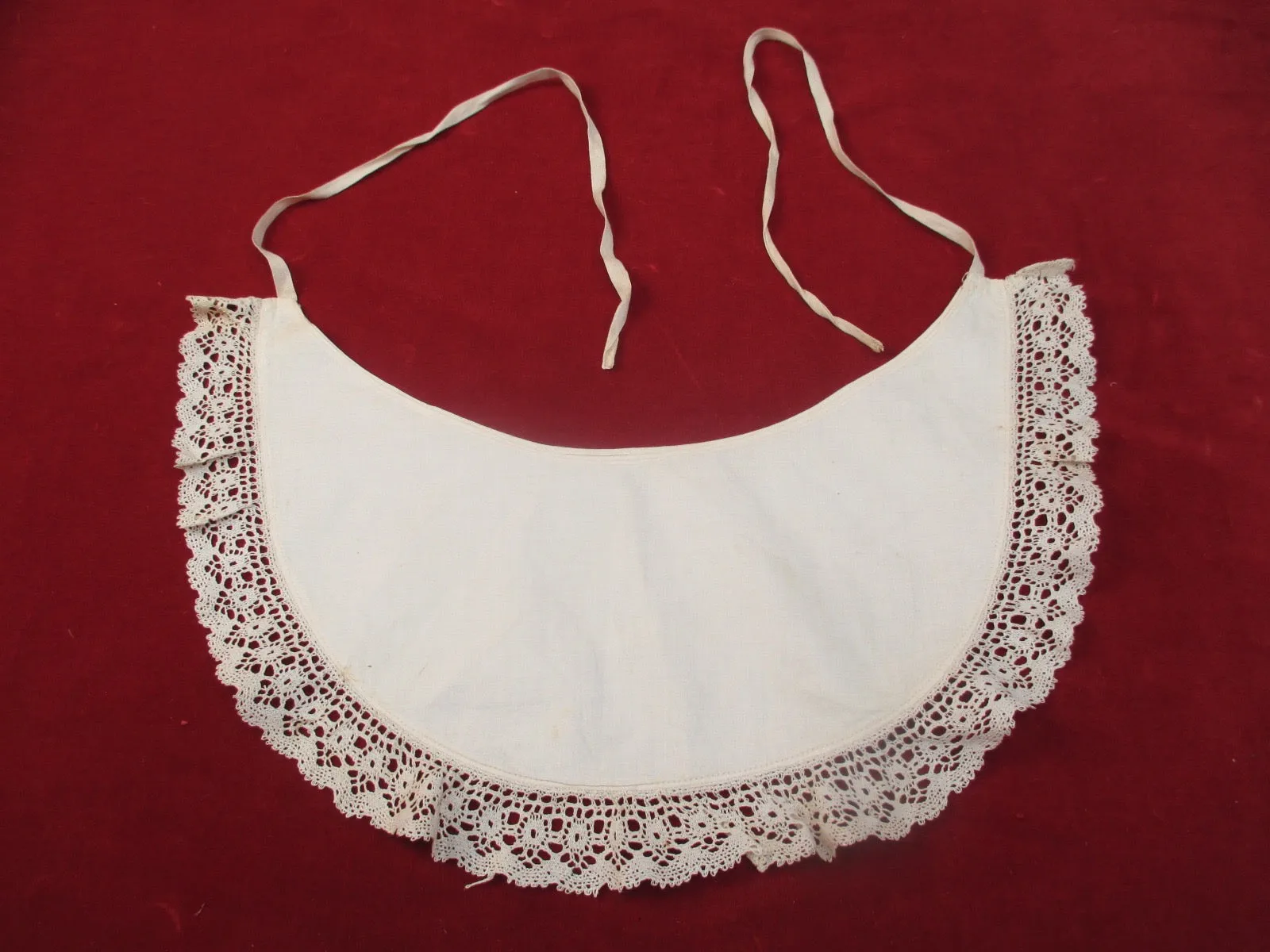 Antique Victorian cotton lace baby bib