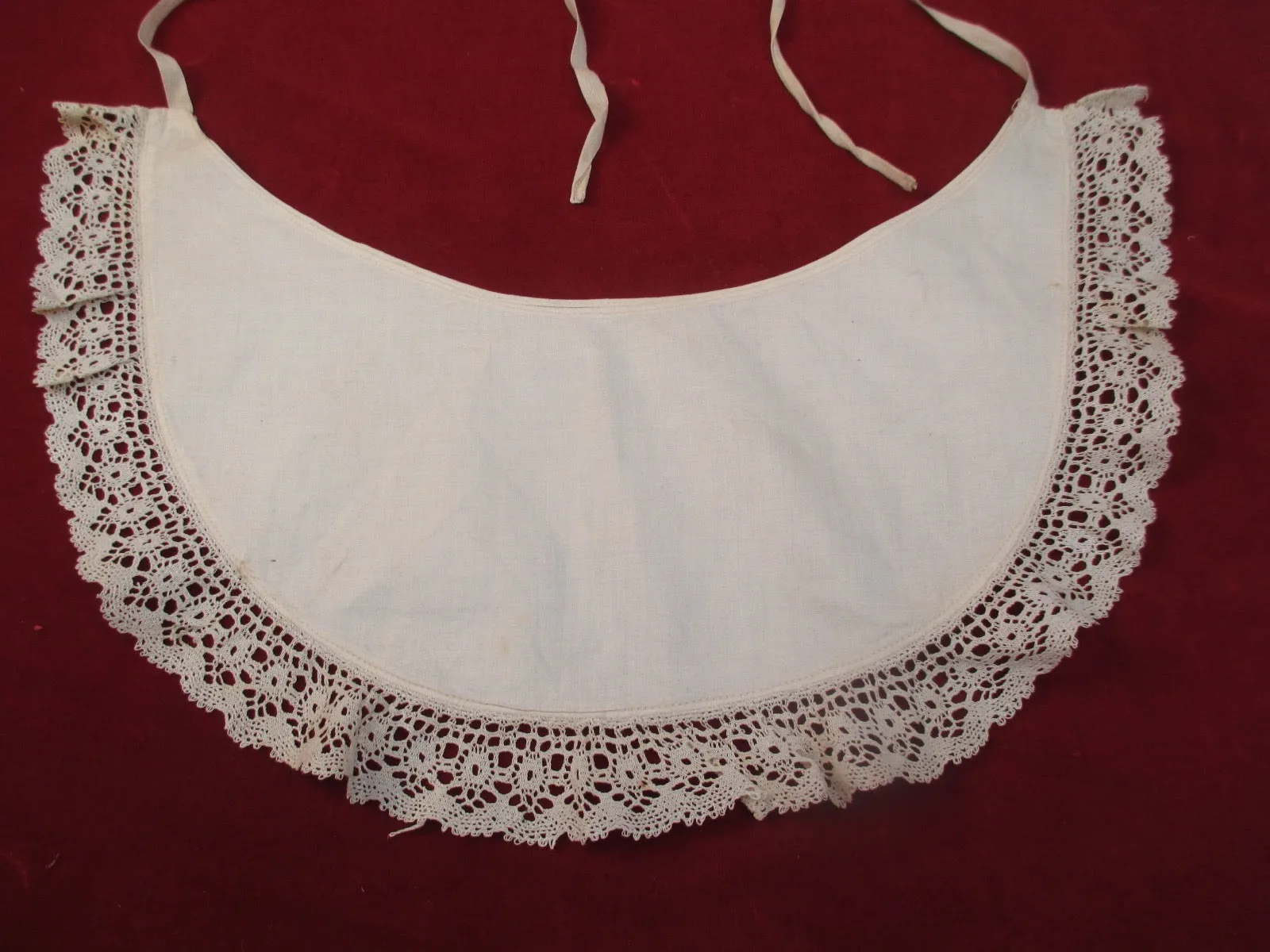Antique Victorian cotton lace baby bib