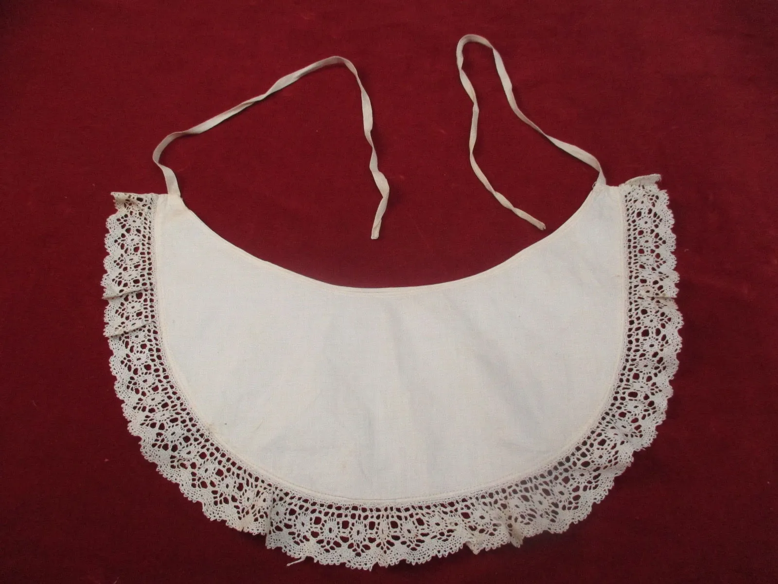 Antique Victorian cotton lace baby bib