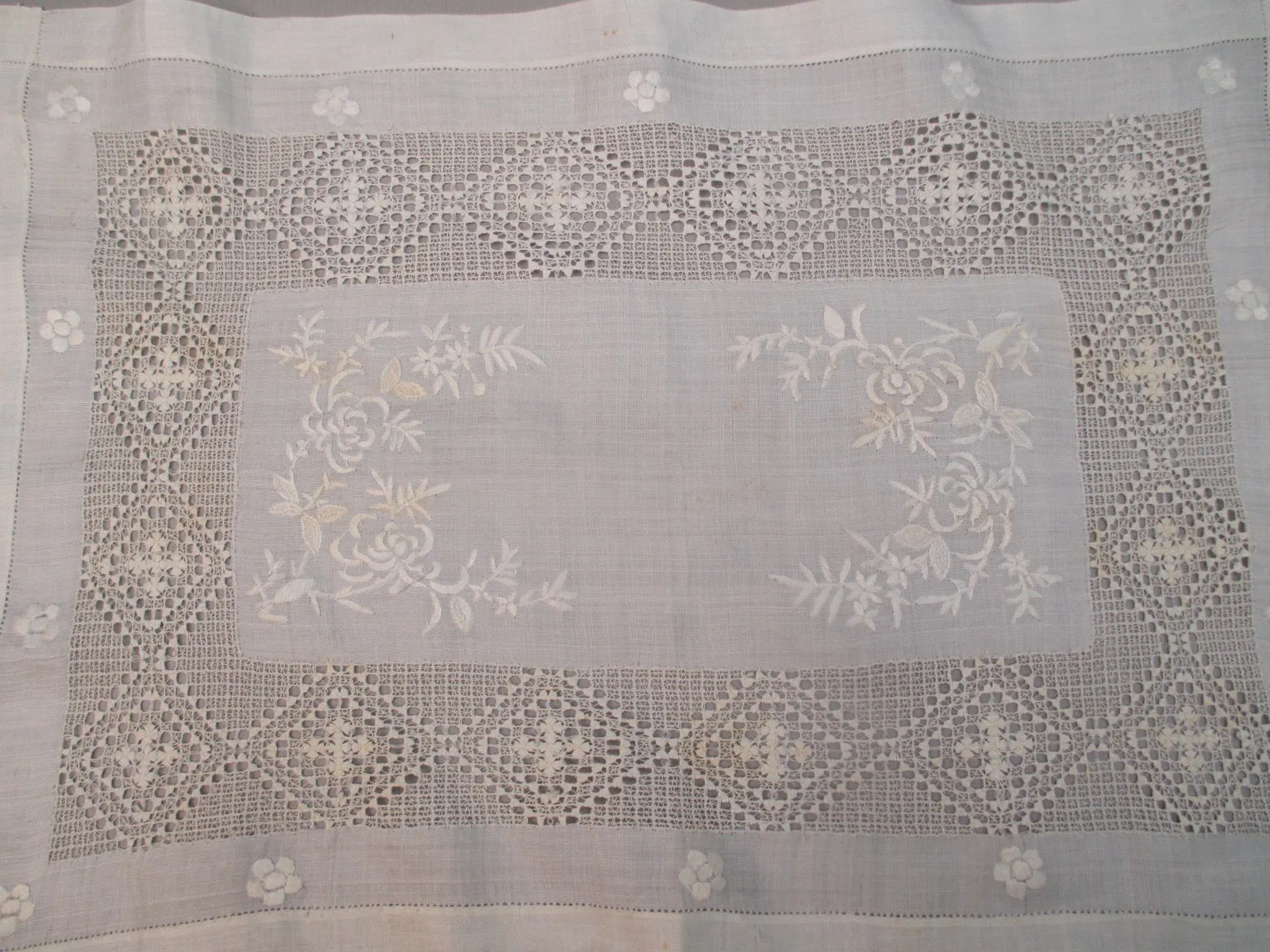 Antique Victorian Embroidered Openwork Runner