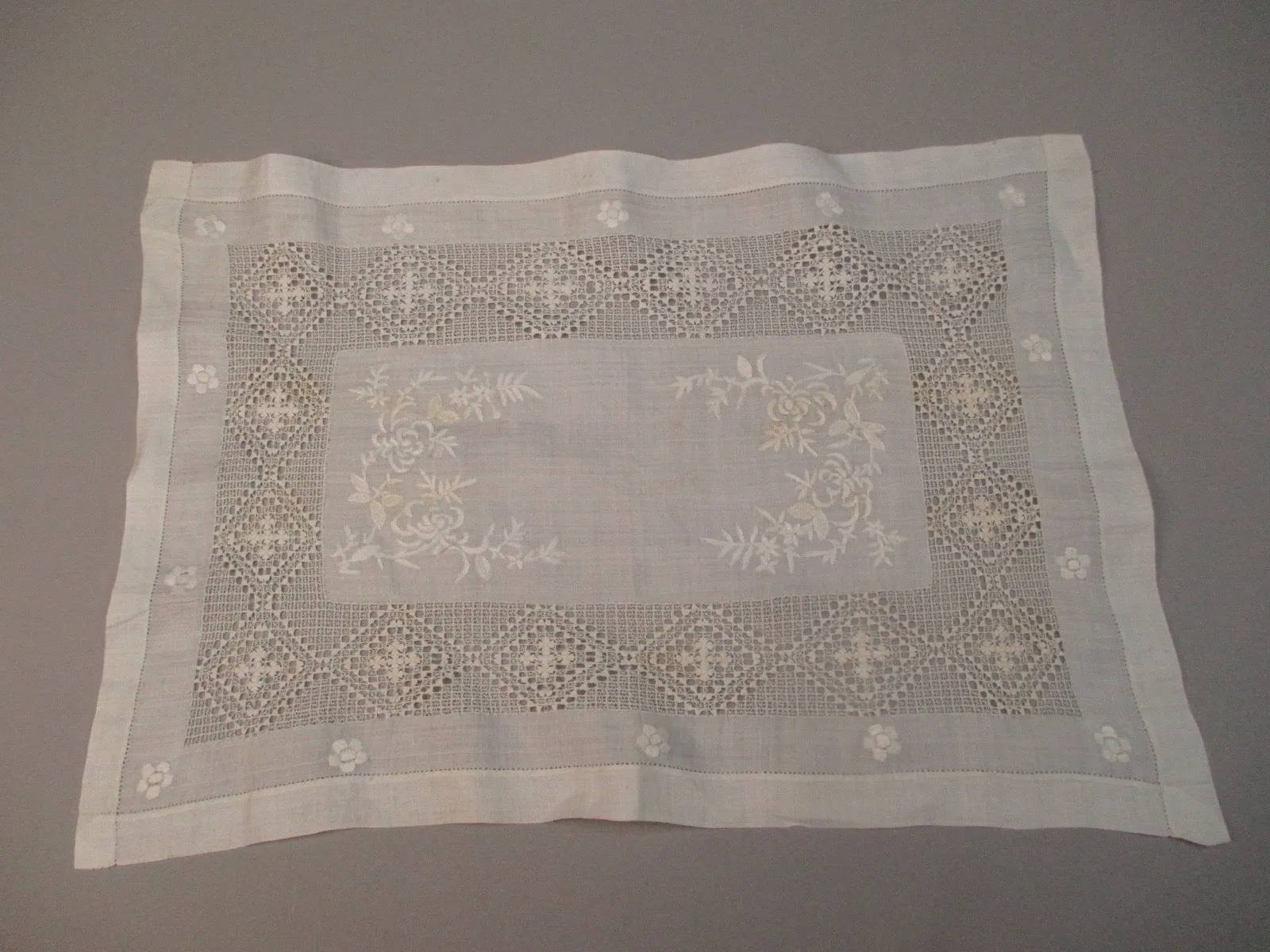 Antique Victorian Embroidered Openwork Runner