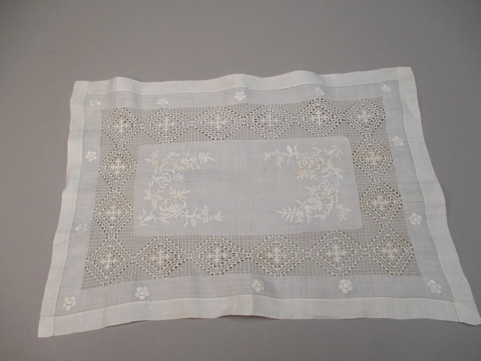 Antique Victorian Embroidered Openwork Runner