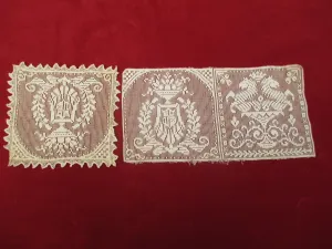 Antique Victorian figural lace doilies set of 3