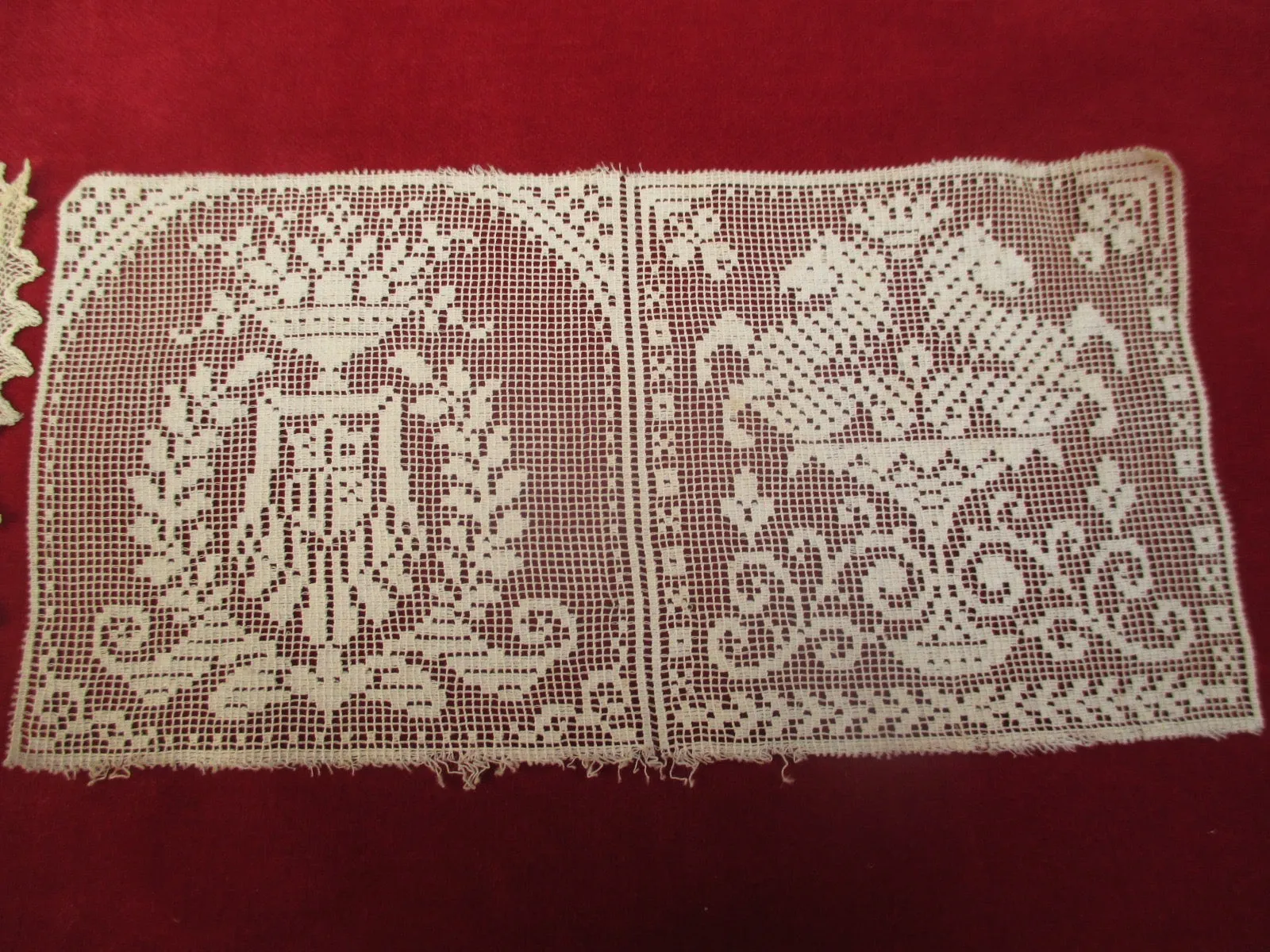 Antique Victorian figural lace doilies set of 3