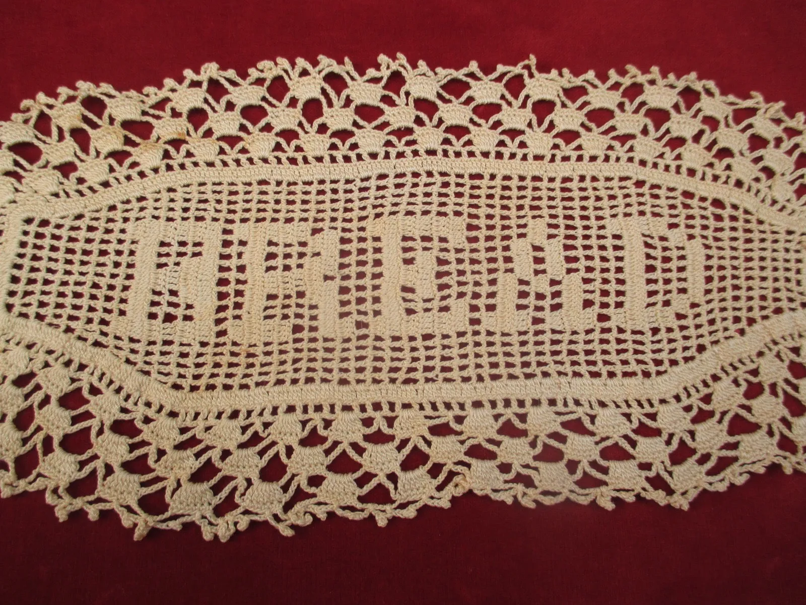 Antique Victorian filet crochet doily