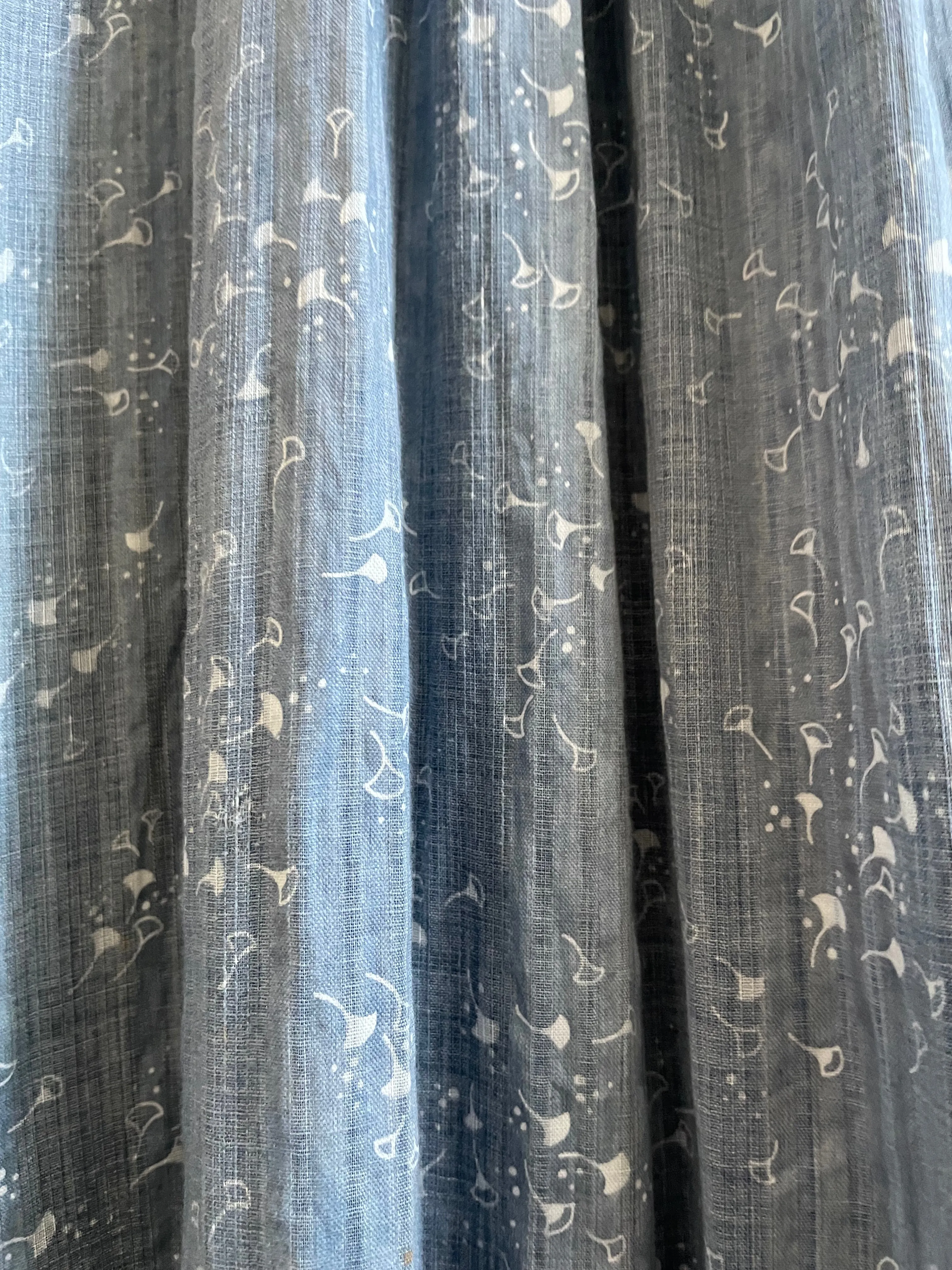 Antique Victorian Indigo Calico Flounce Wrapper Dress