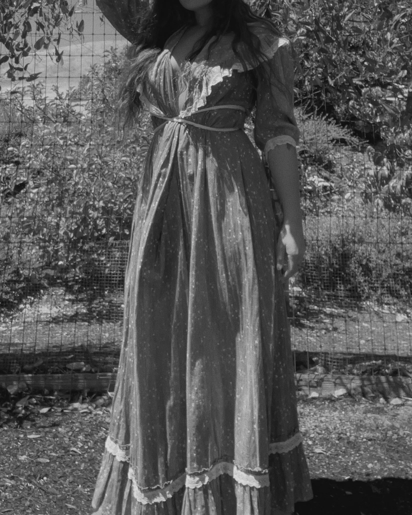 Antique Victorian Indigo Calico Flounce Wrapper Dress