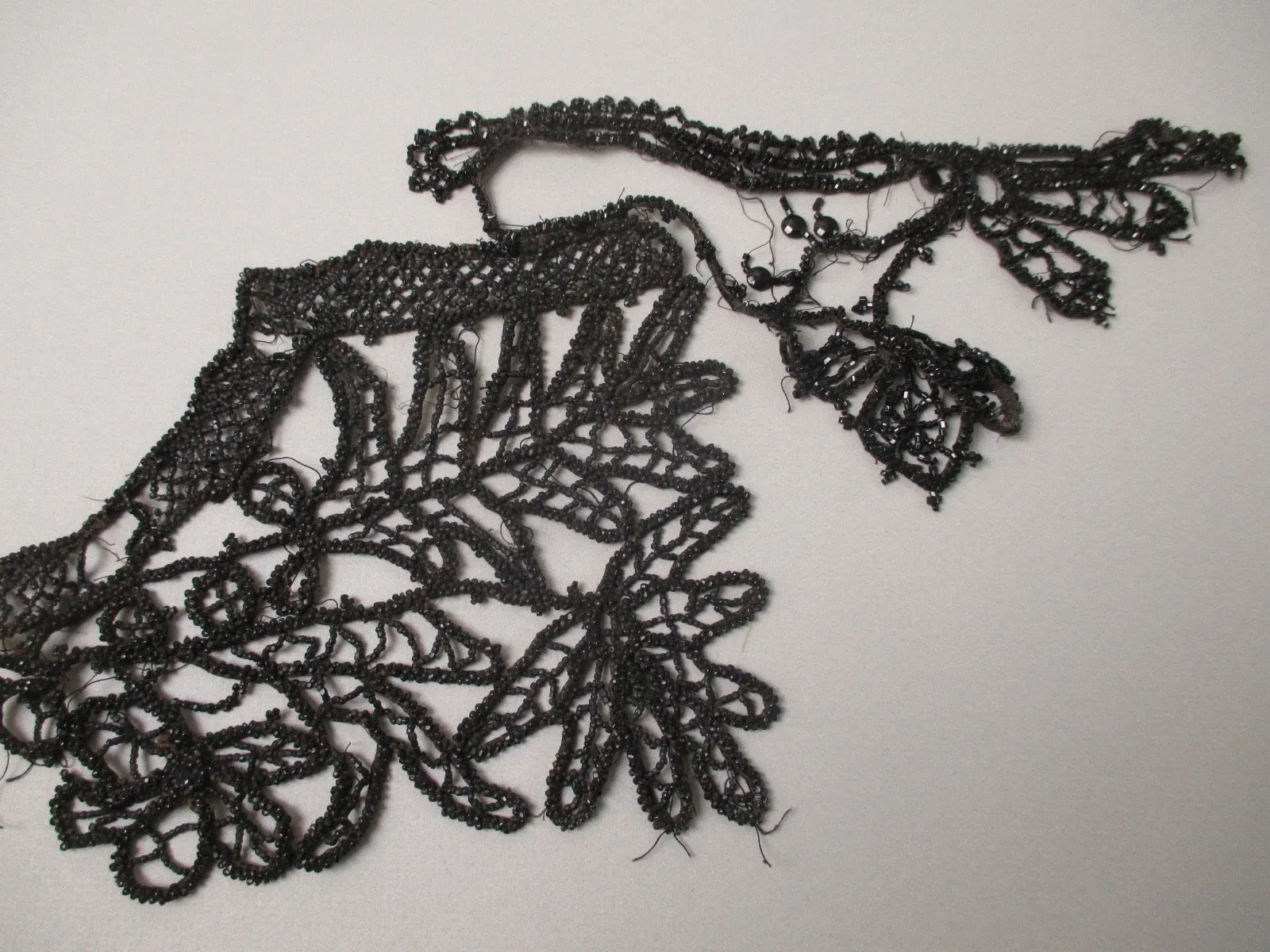 Antique Victorian Jet beaded Applique