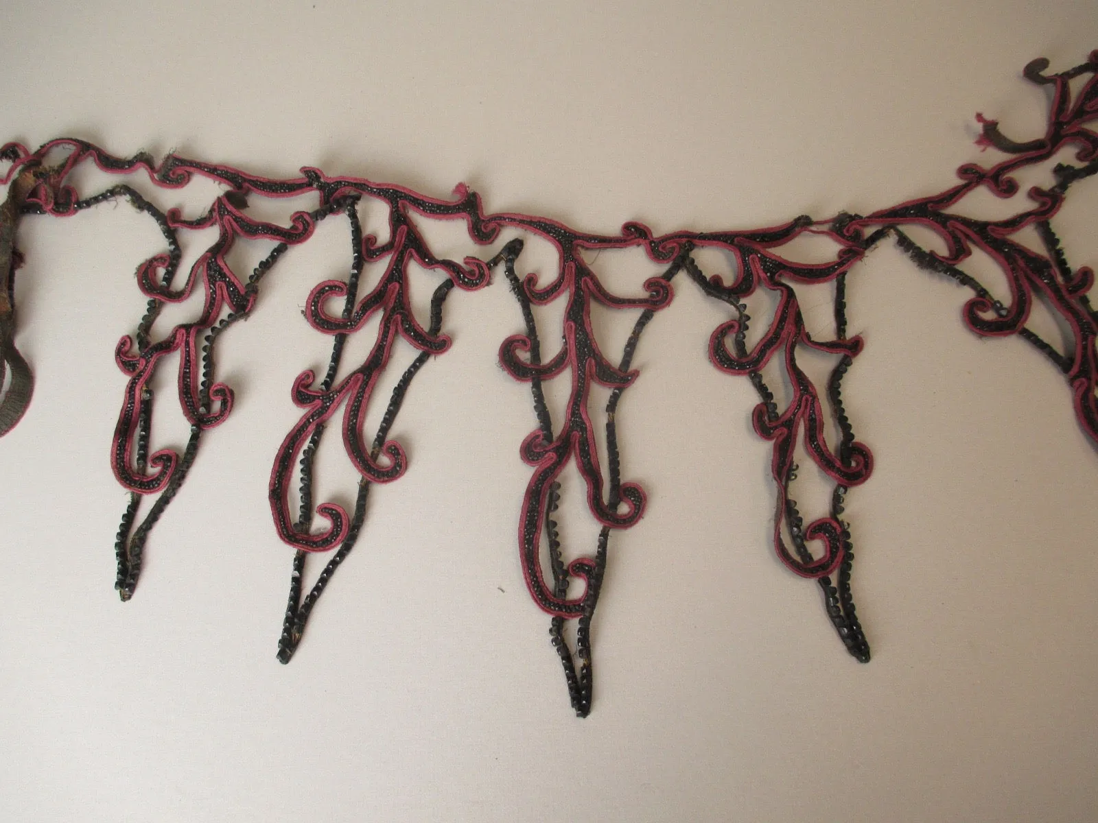 Antique Victorian Jet beaded Applique