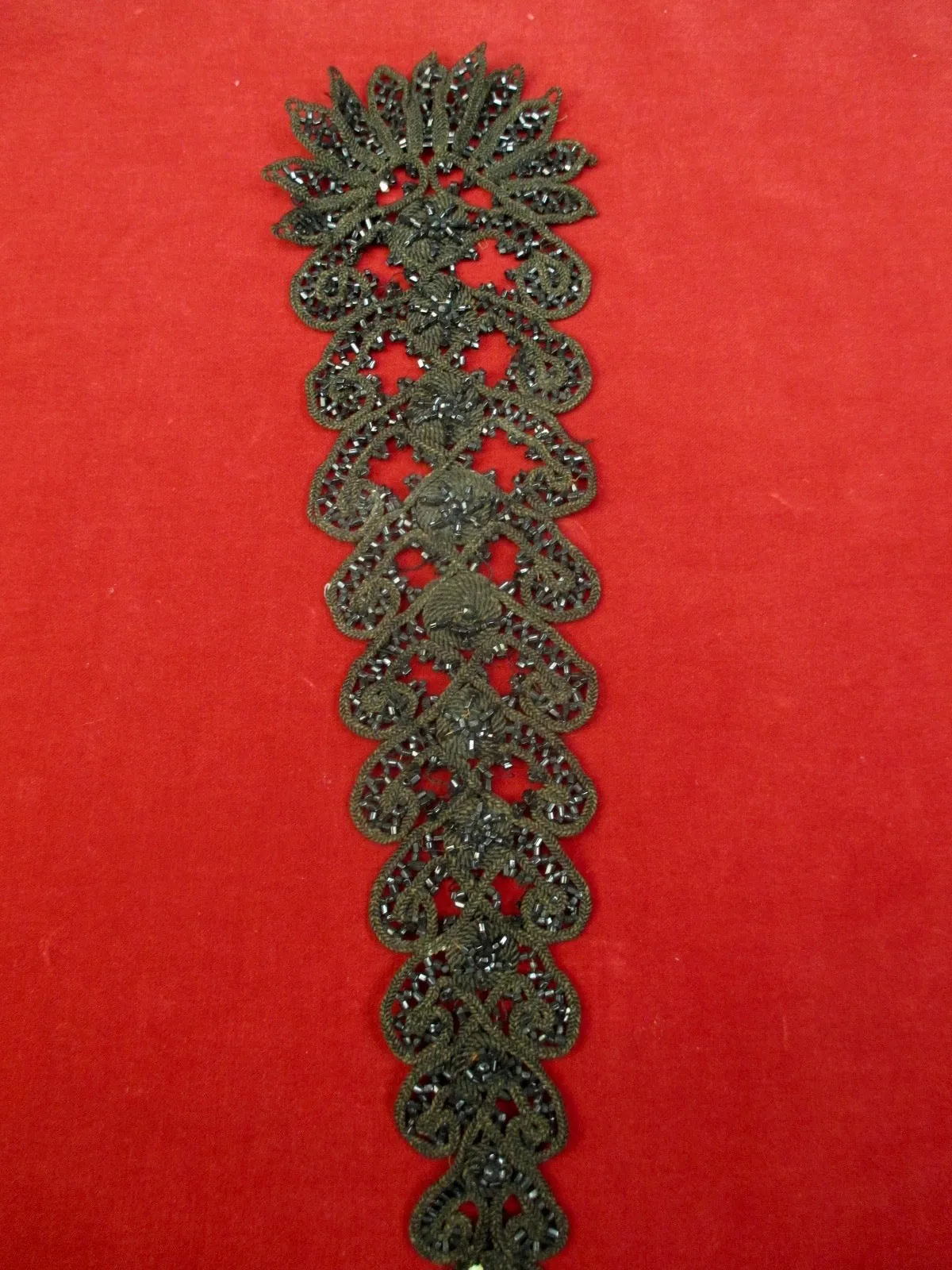 Antique Victorian Large Jet beaded Applique