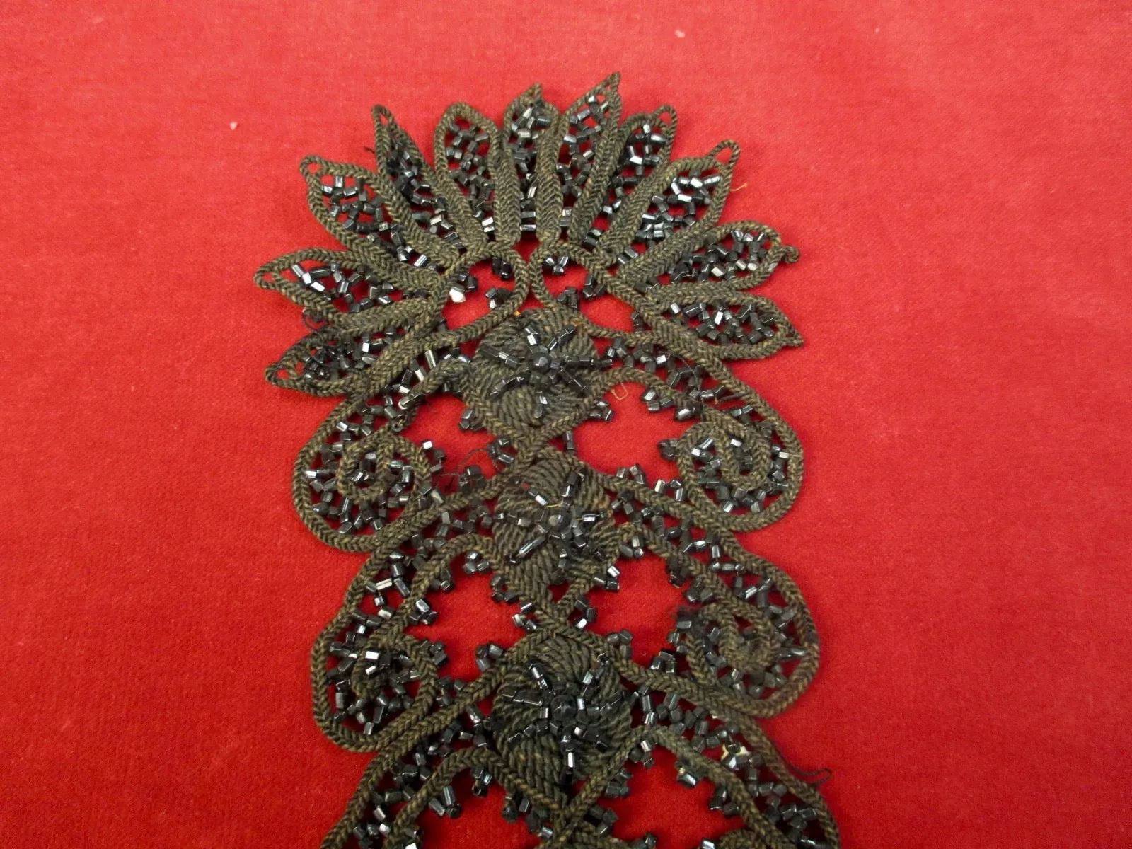 Antique Victorian Large Jet beaded Applique
