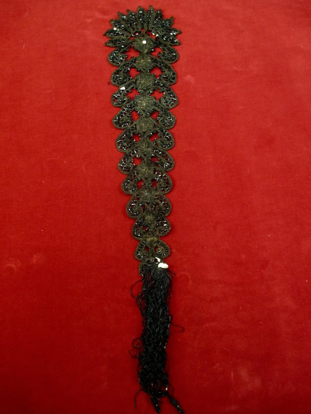 Antique Victorian Large Jet beaded Applique