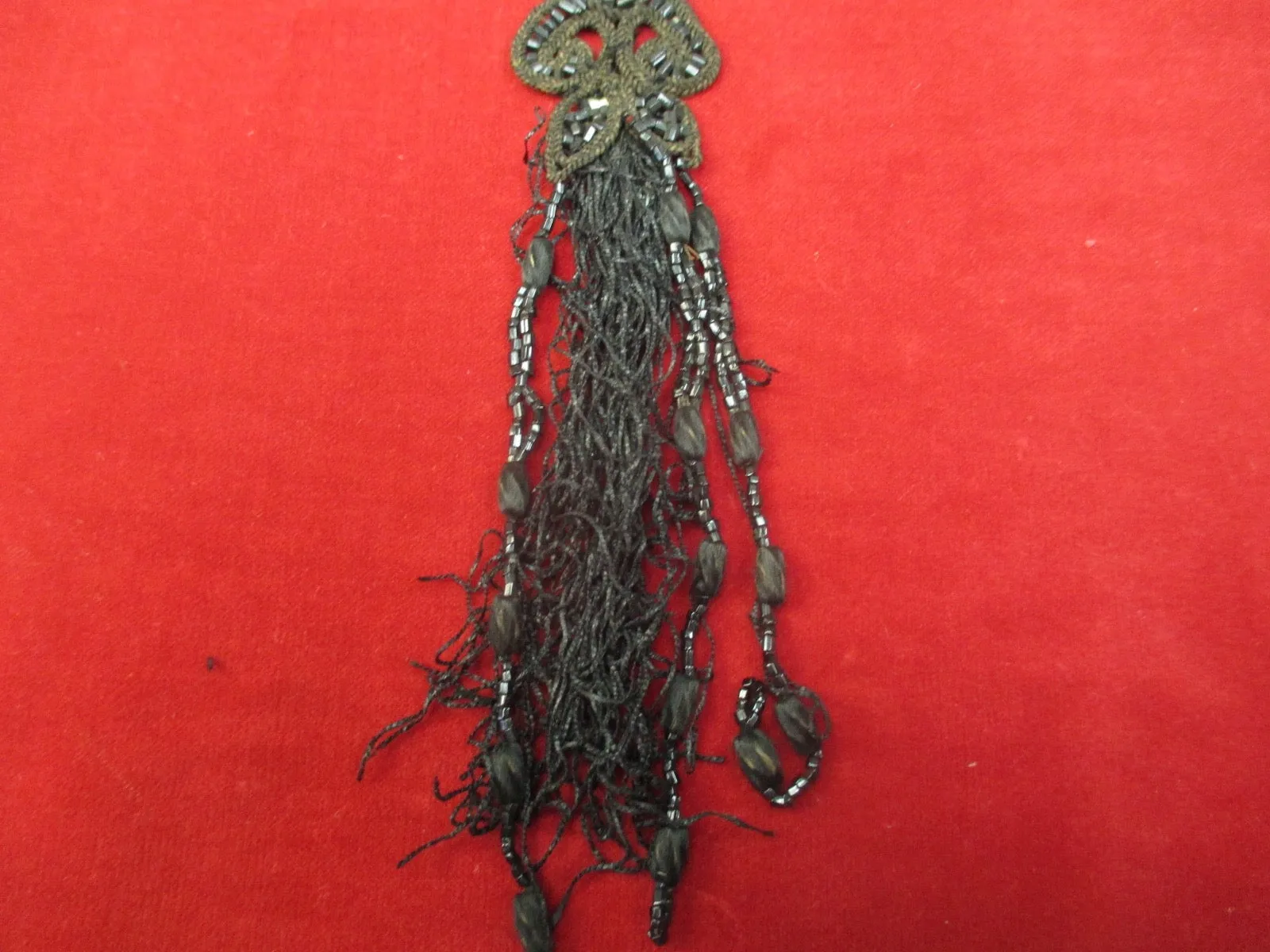Antique Victorian Large Jet beaded Applique
